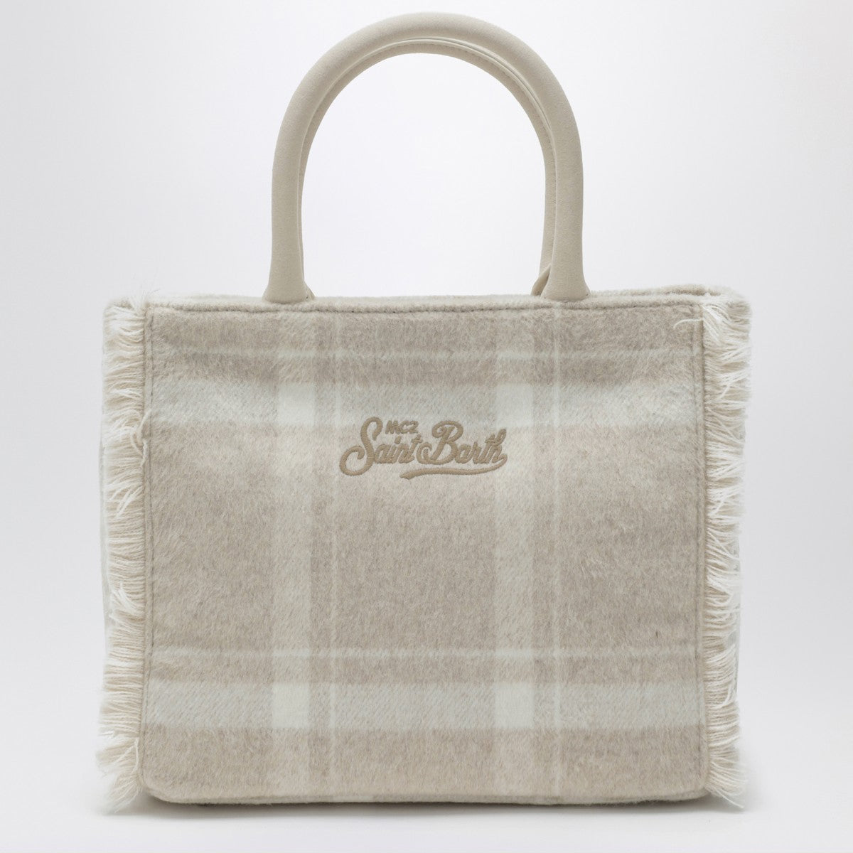 MC2 Saint Barth MC2 Saint Barth Light beige check-pattern Vanity tote bag