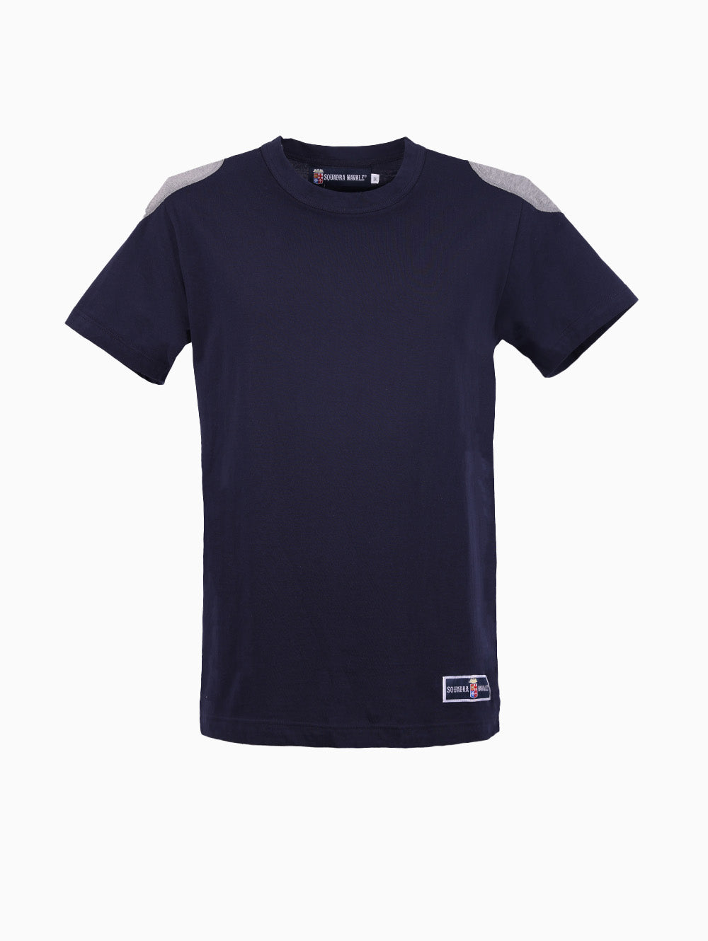 Squadra Navale Dark Blue Men’s T-Shirt with Grey Shoulders – Front View