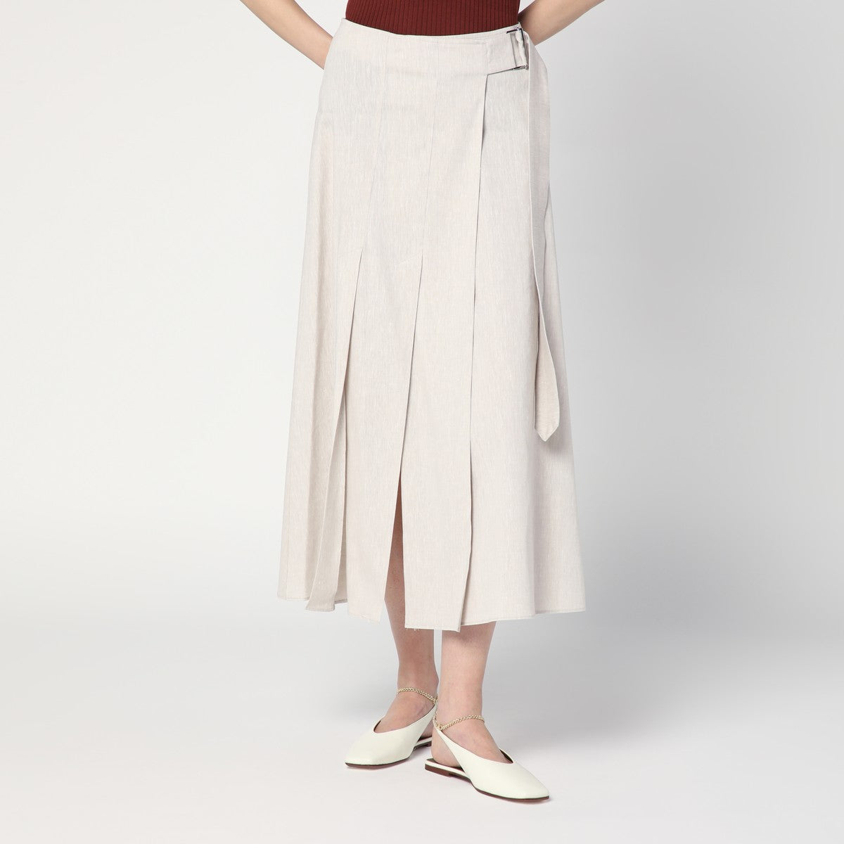 Department 5 Traxs grey mélange skirt in linen blend