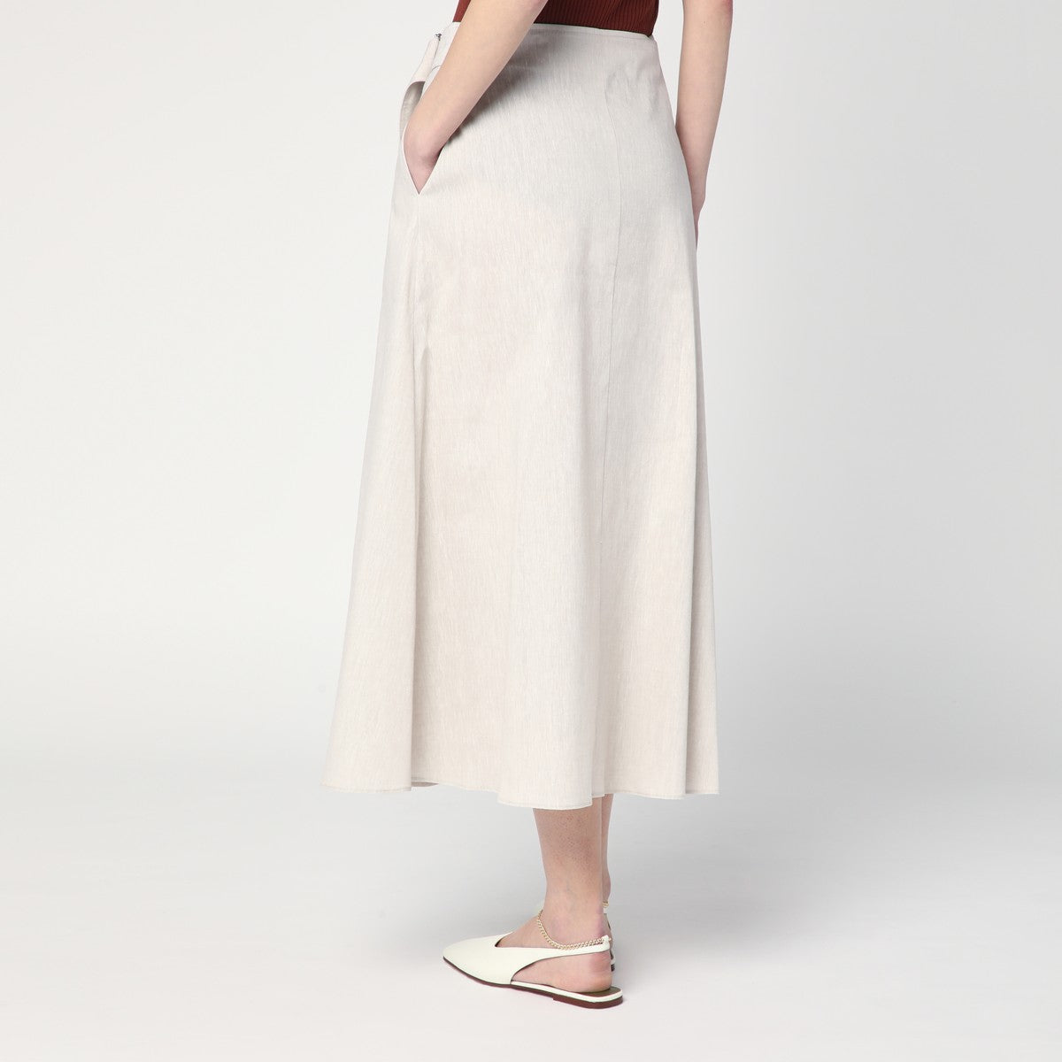 Department 5 Traxs grey mélange skirt in linen blend