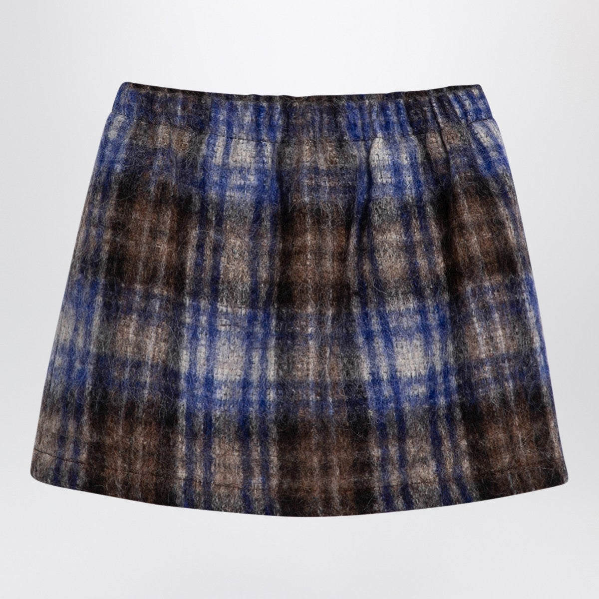 Douuod Douuod Grey/blue wool blend checked skirt