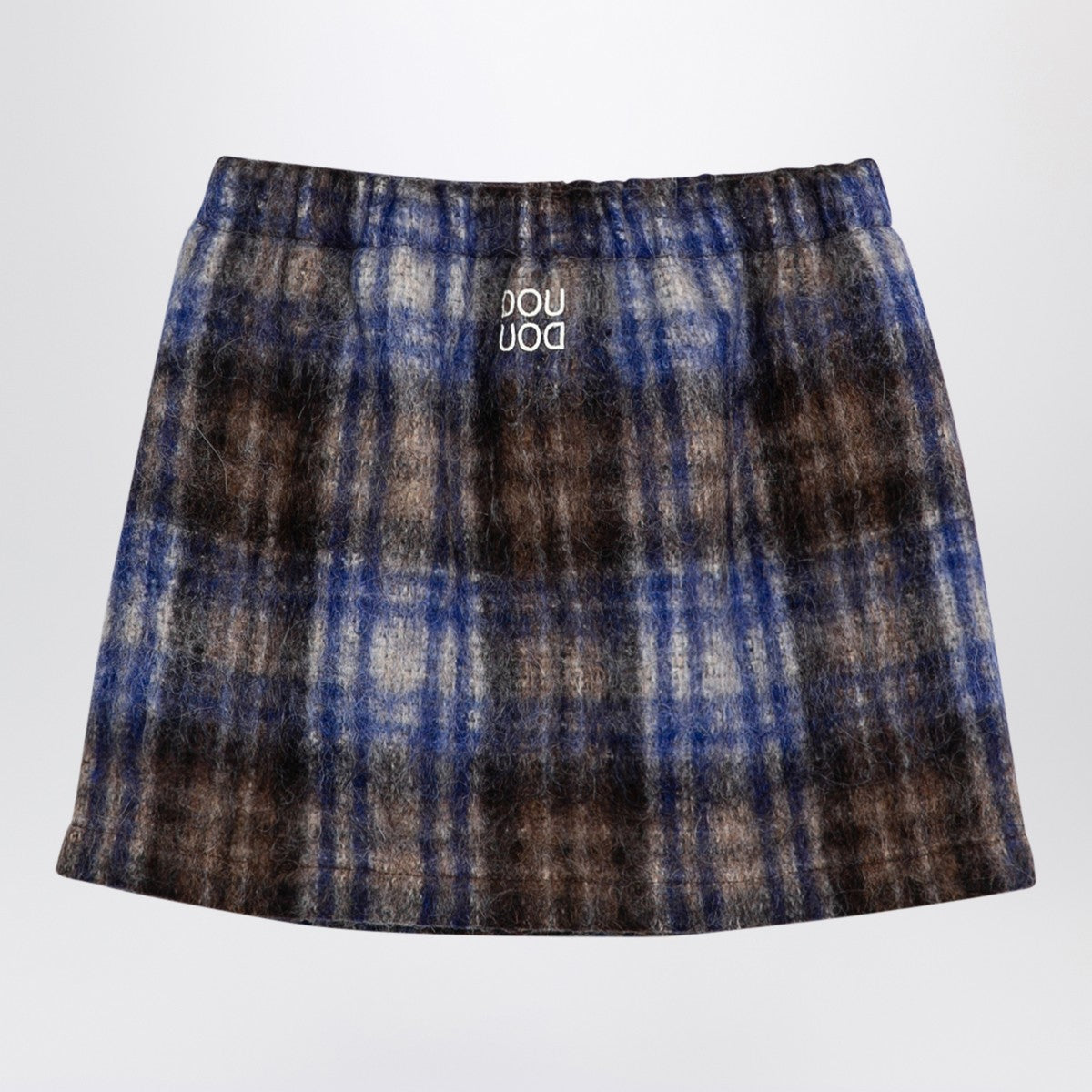 Douuod Douuod Grey/blue wool blend checked skirt