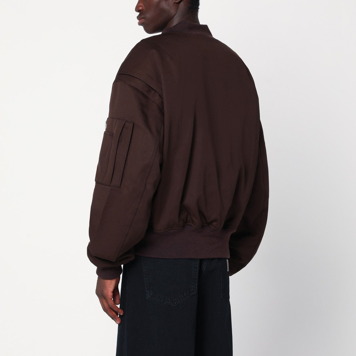 Entire Studios Entire Studios Dark brown zip-up bomber jacket in wool