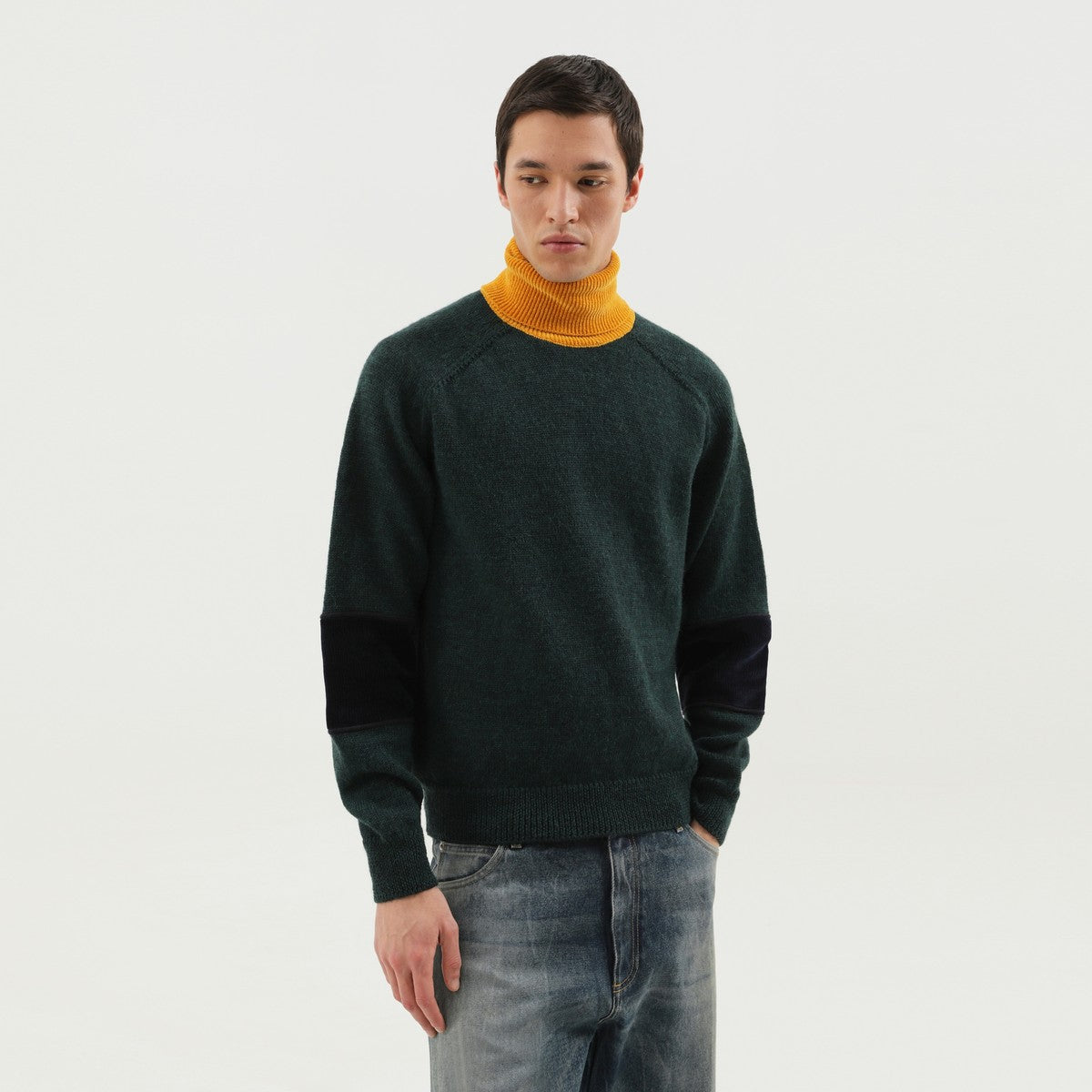 1989 STUDIO 1989 STUDIO Green and yellow turtleneck sweater