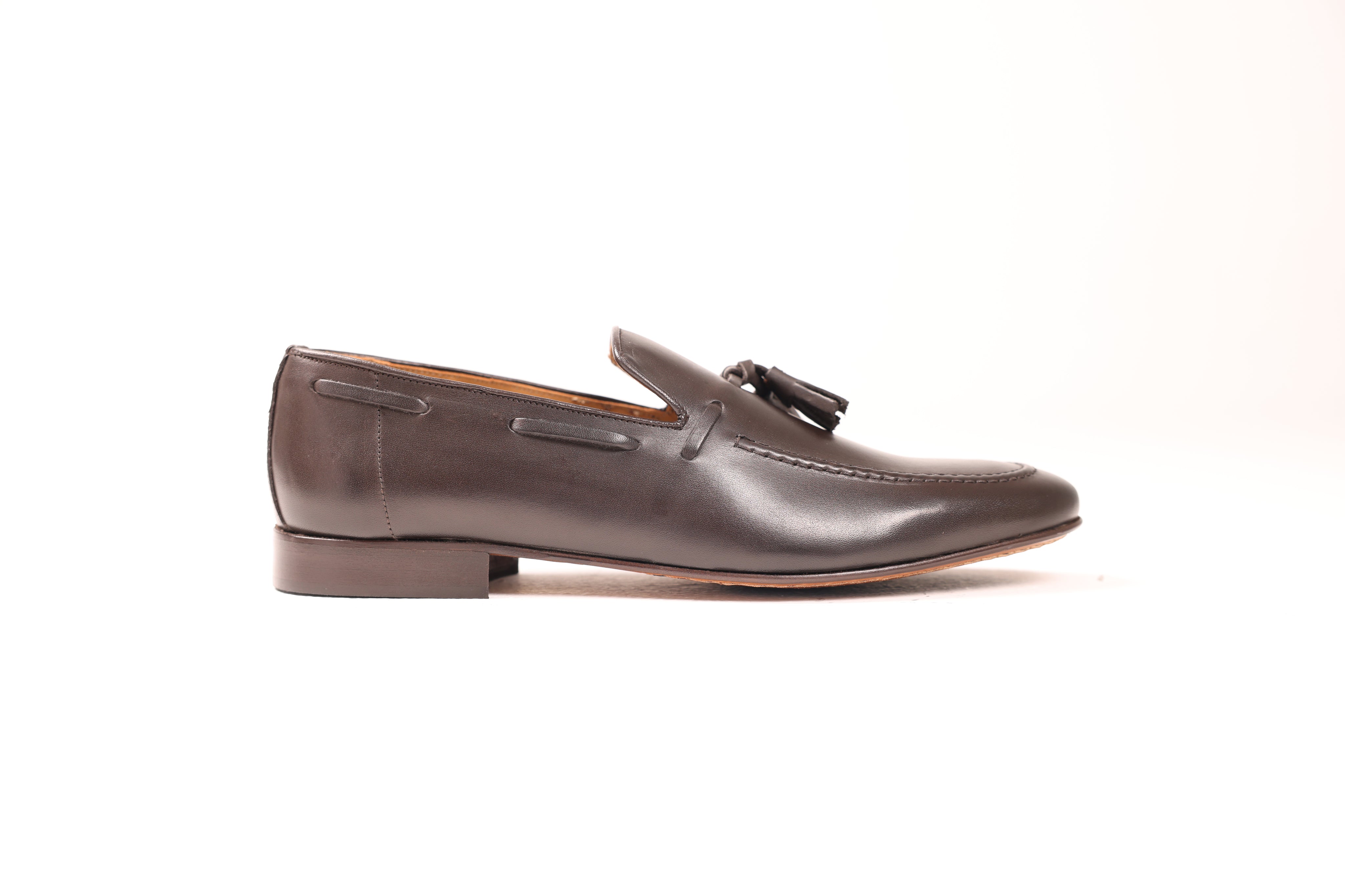 Bardigiani dark brown tassel loafers side profile