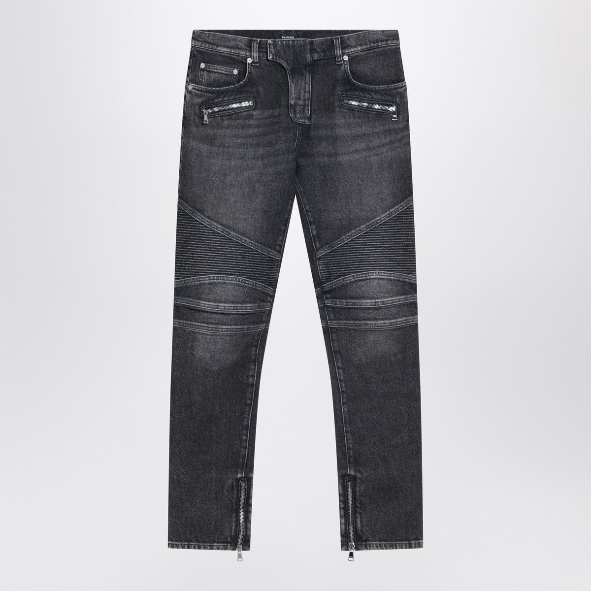 Balmain Balmain Grey washed slim biker jeans