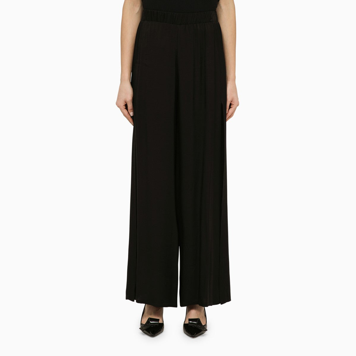 Federica Tosi Federica Tosi Black viscose palazzo trousers