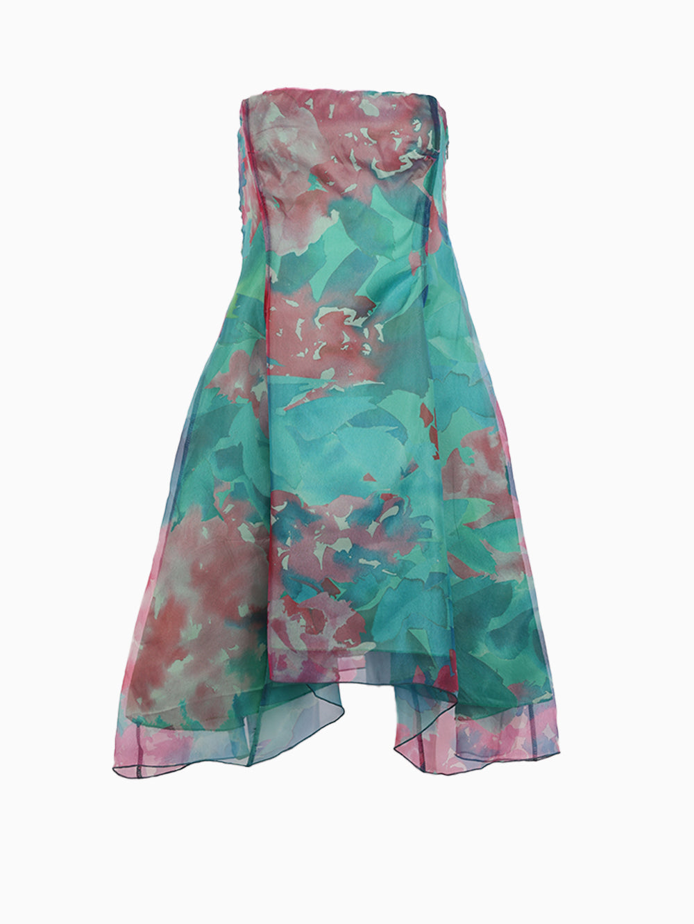 Front view of Siste’s multicolor strapless midi dress