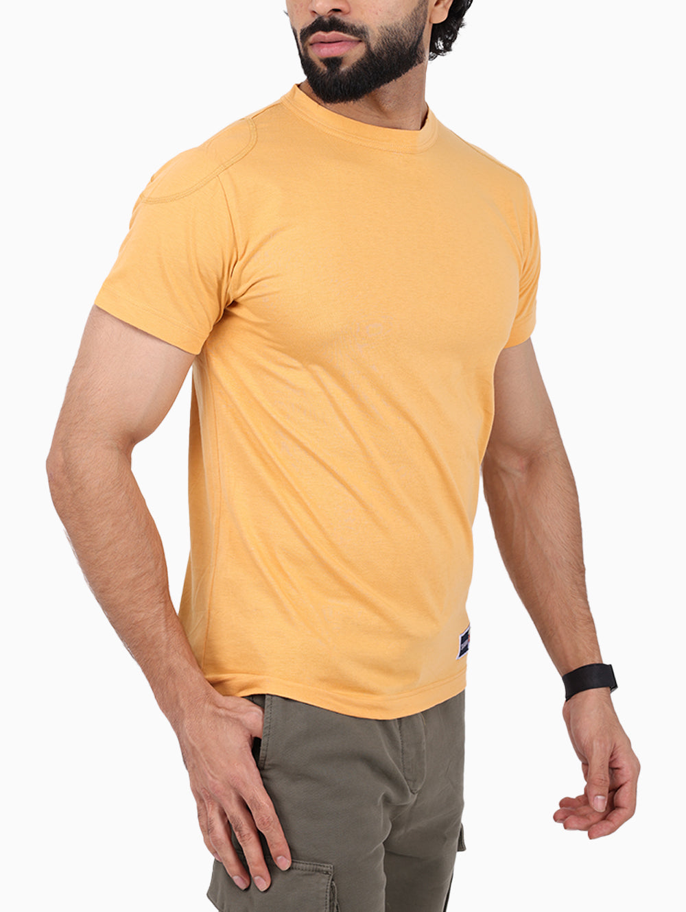 Front view of Squadra Navale Men’s Orange T-Shirt with shoulder patch
