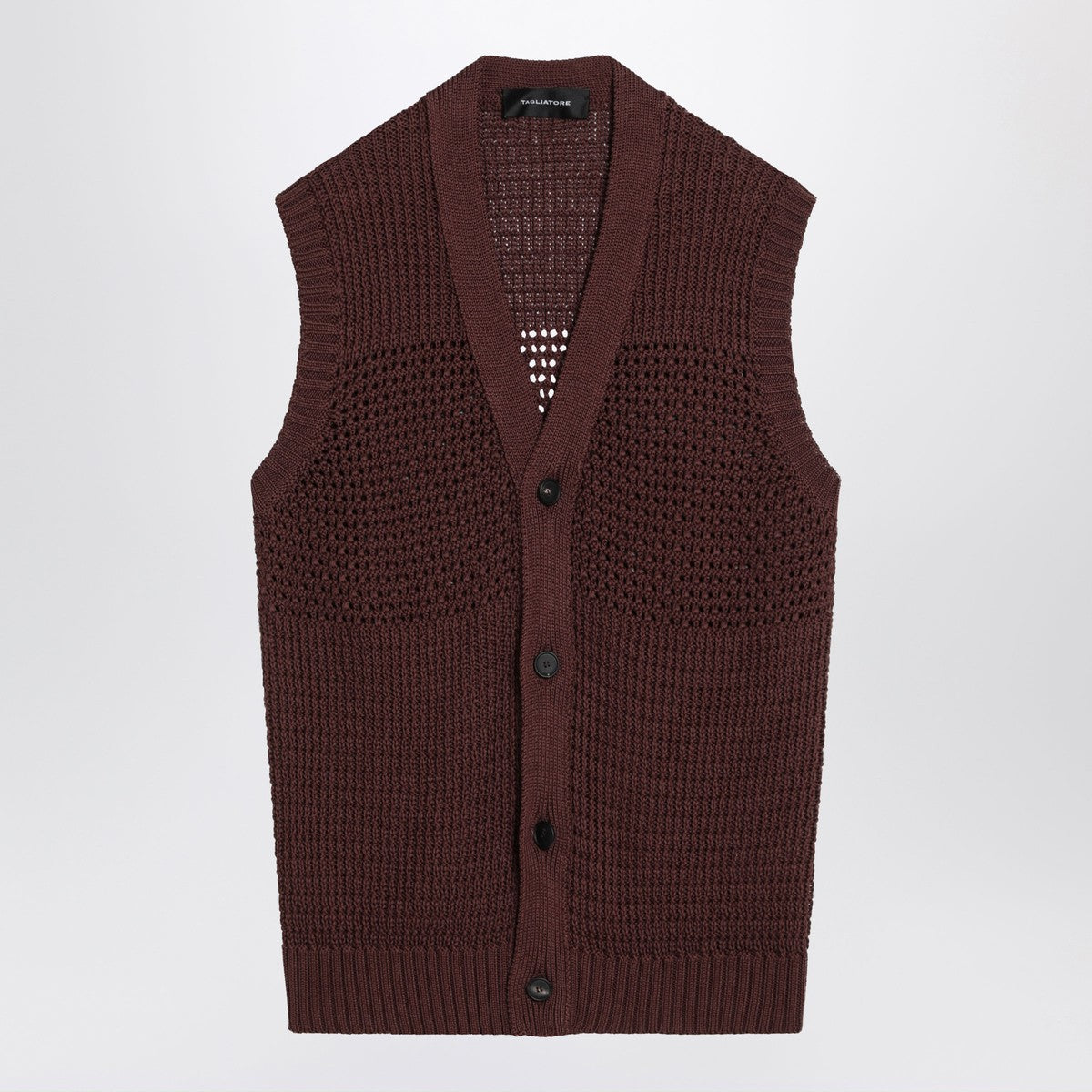 Tagliatore Tagliatore Brown perforated cotton vest