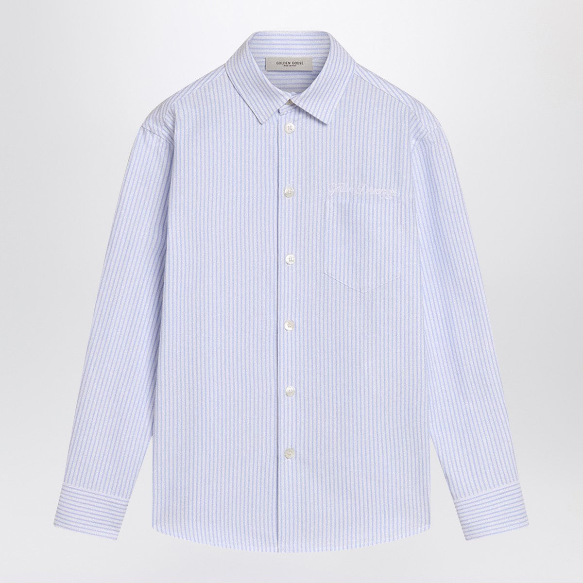 Golden Goose Golden Goose White/blue striped shirt with logo