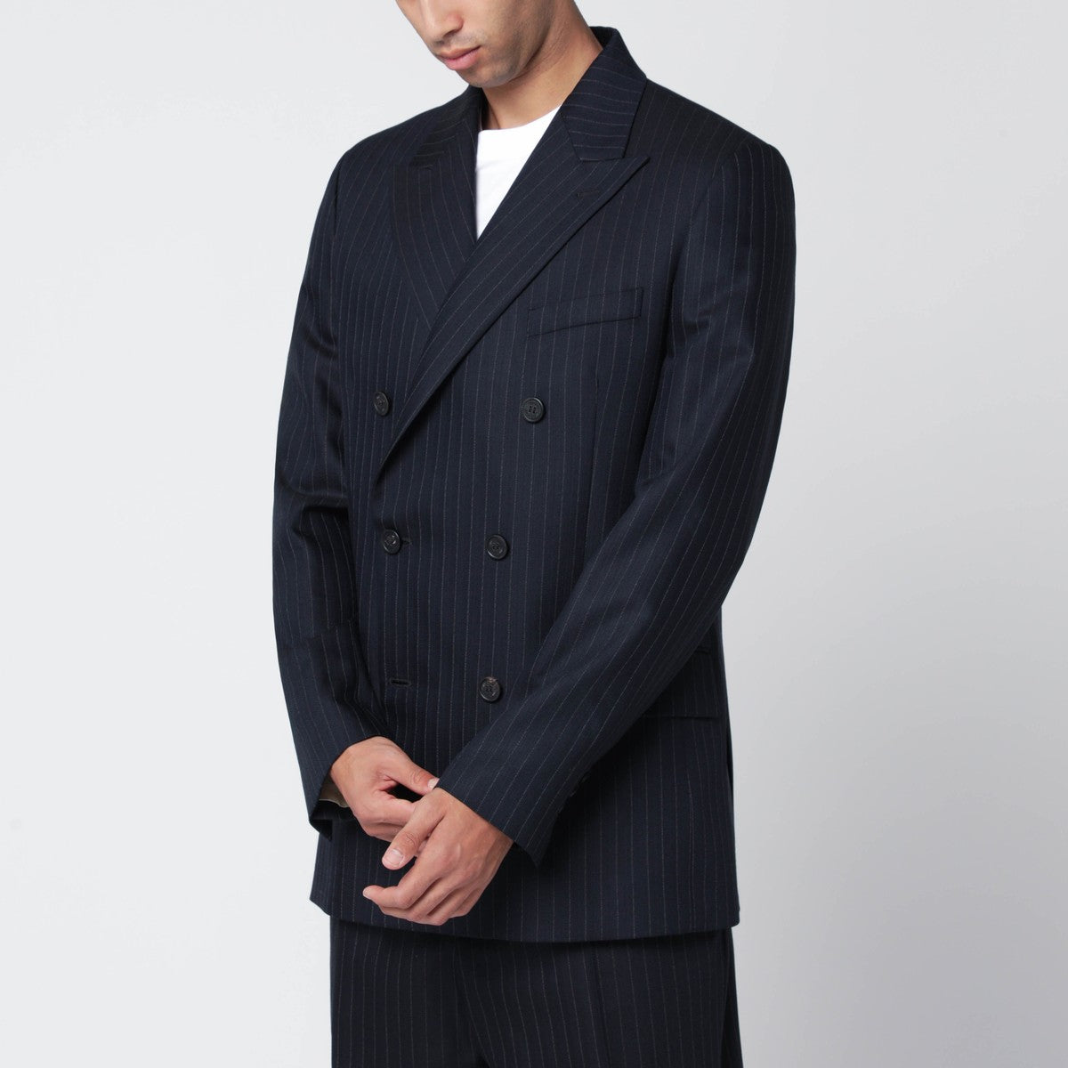 Golden Goose Golden Goose Navy blue pinstripe double-breasted jacket