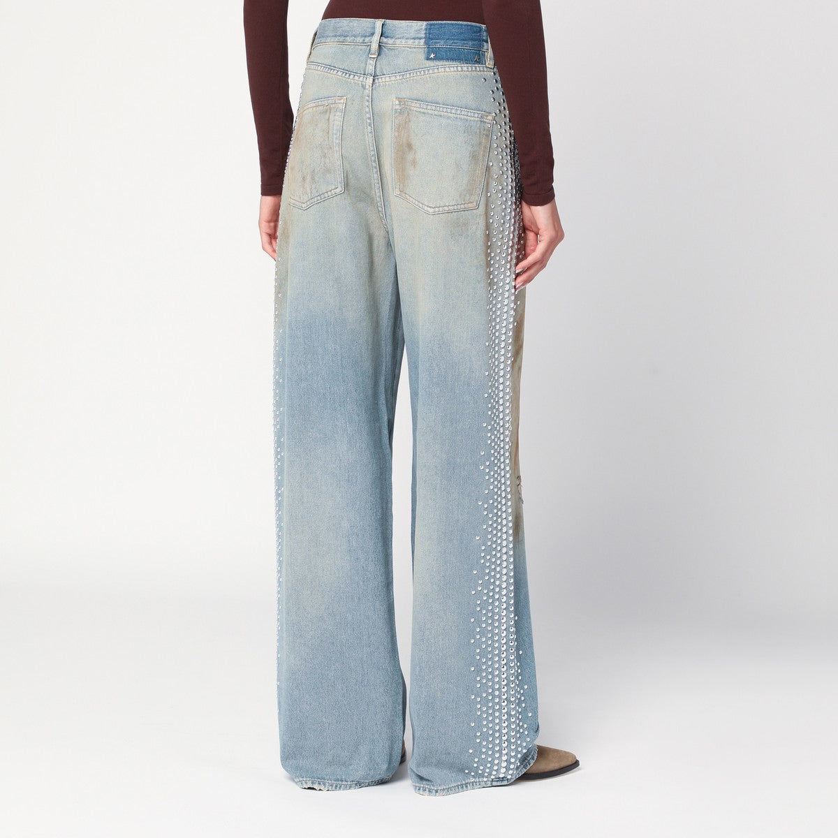 Golden Goose Golden Goose Wide light blue jeans, sand-wash distressed effect
