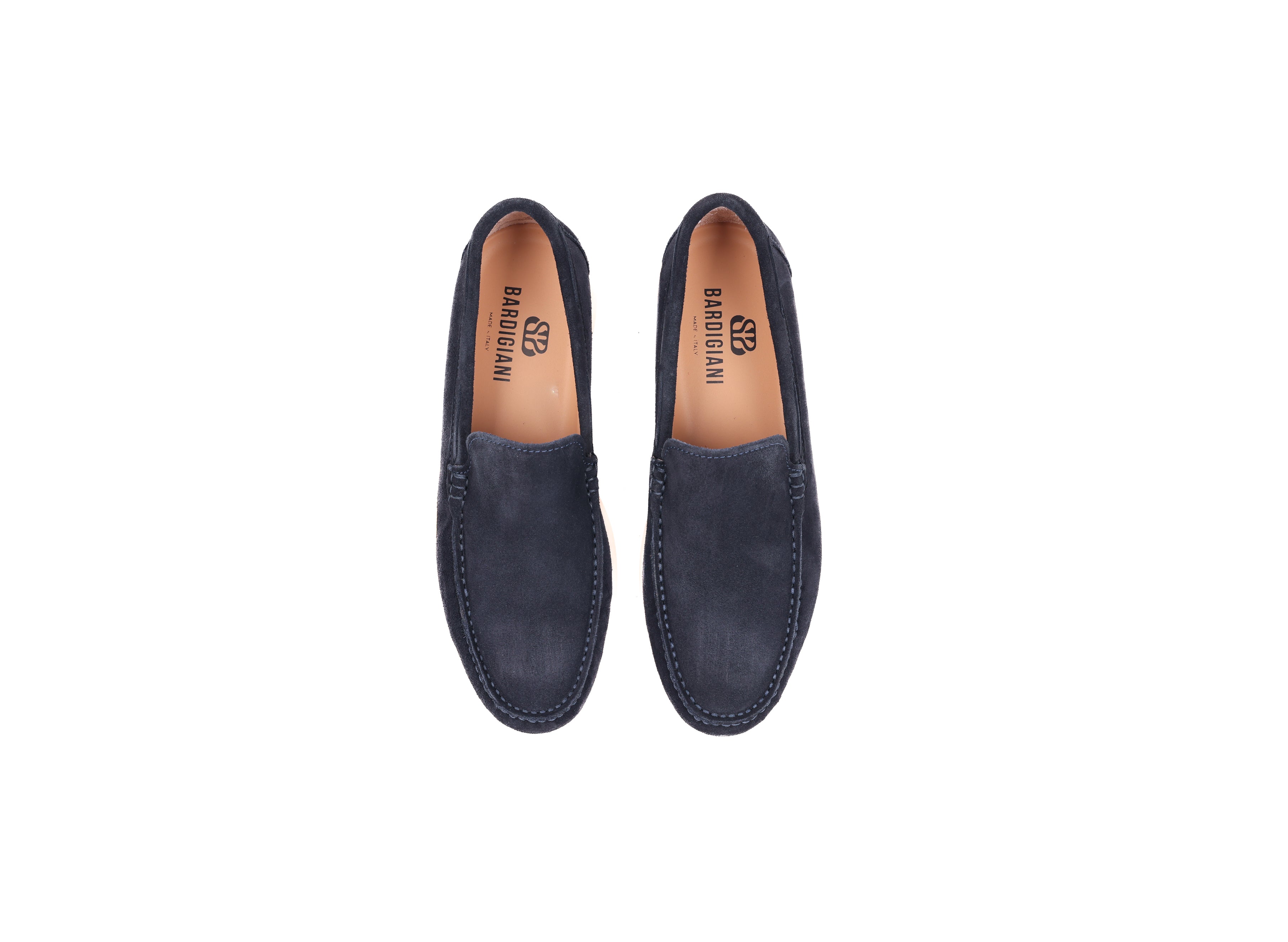 Bardigiani men’s navy suede loafers top view