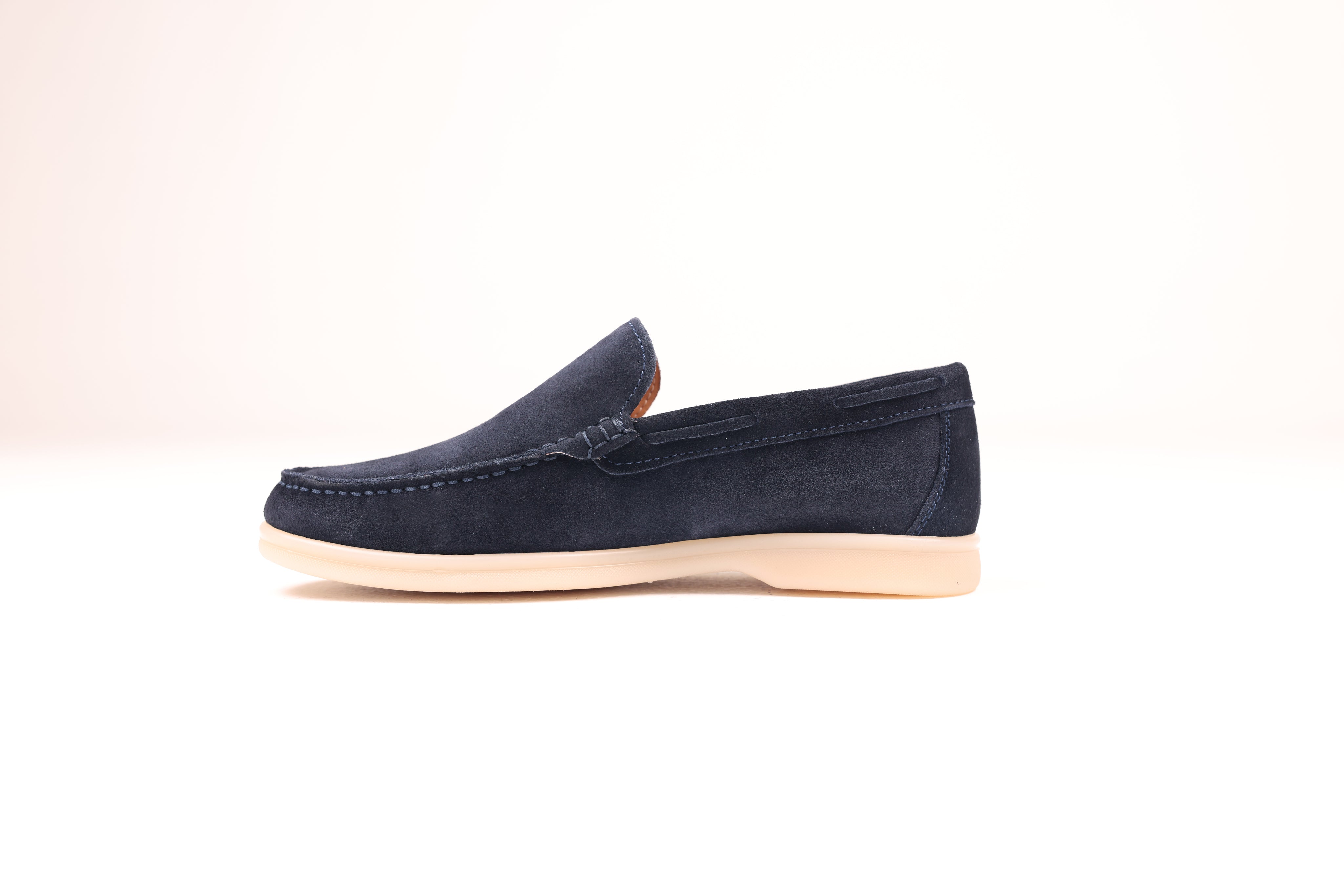 Lightweight sole navy suede loafers for men