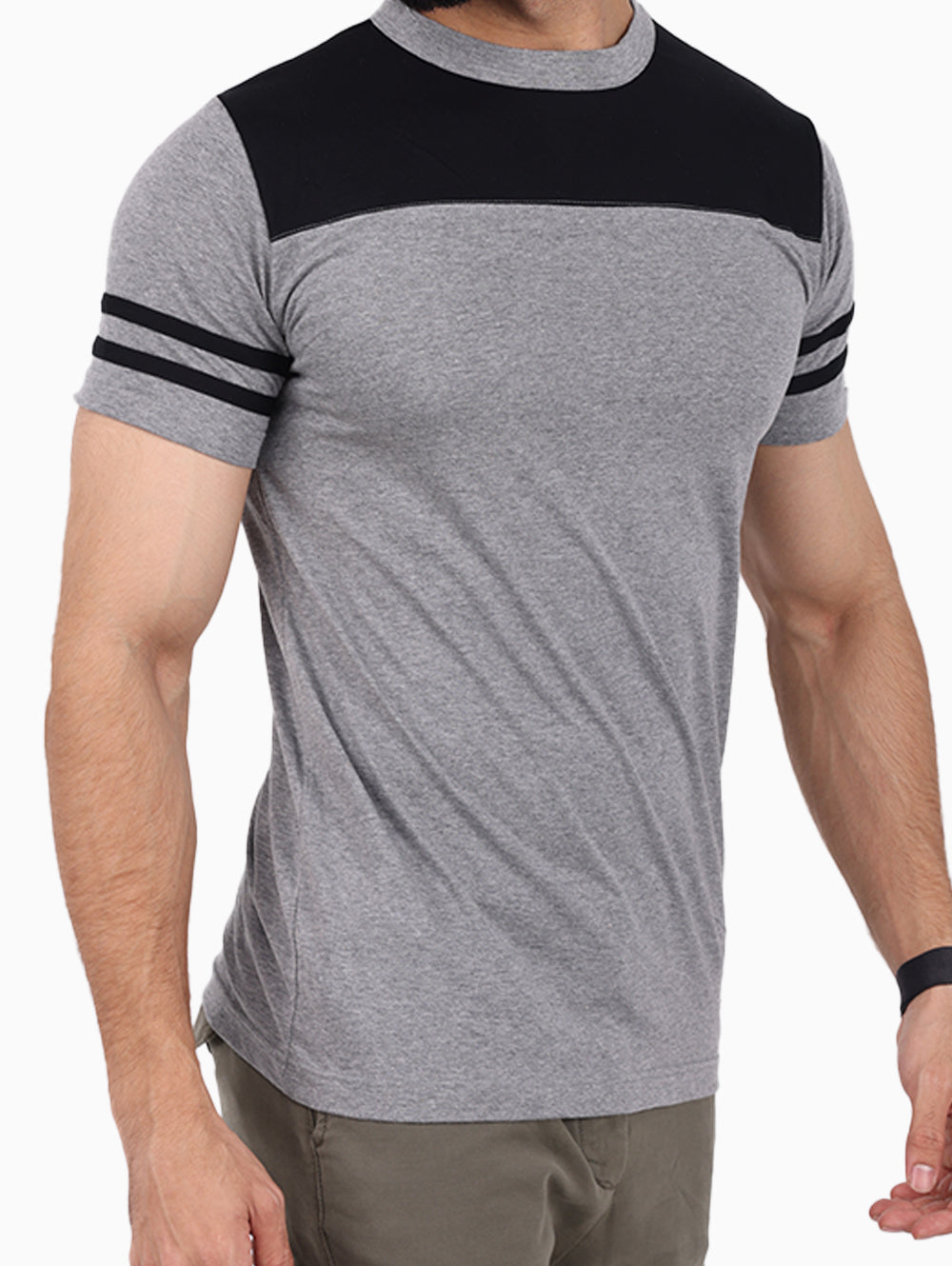 Squadra Navale Men’s Contrast Panel T-Shirt – Grey & Black