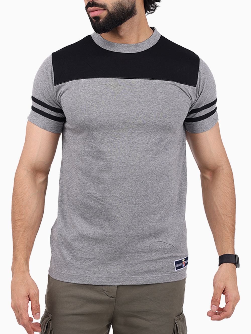 Squadra Navale Men’s Contrast Panel T-Shirt – Grey & Black