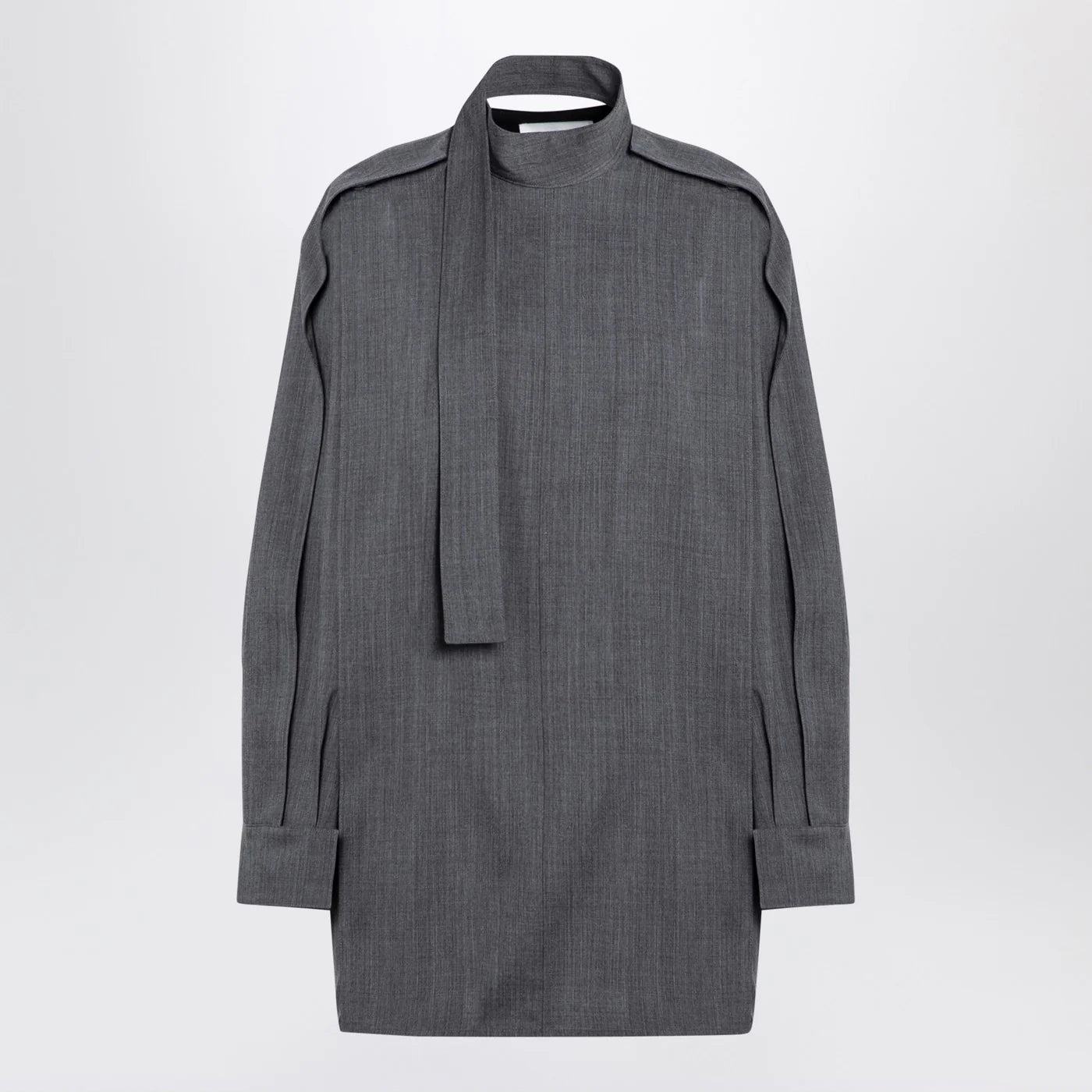 Jil Sander Grey wool shirt with scarf