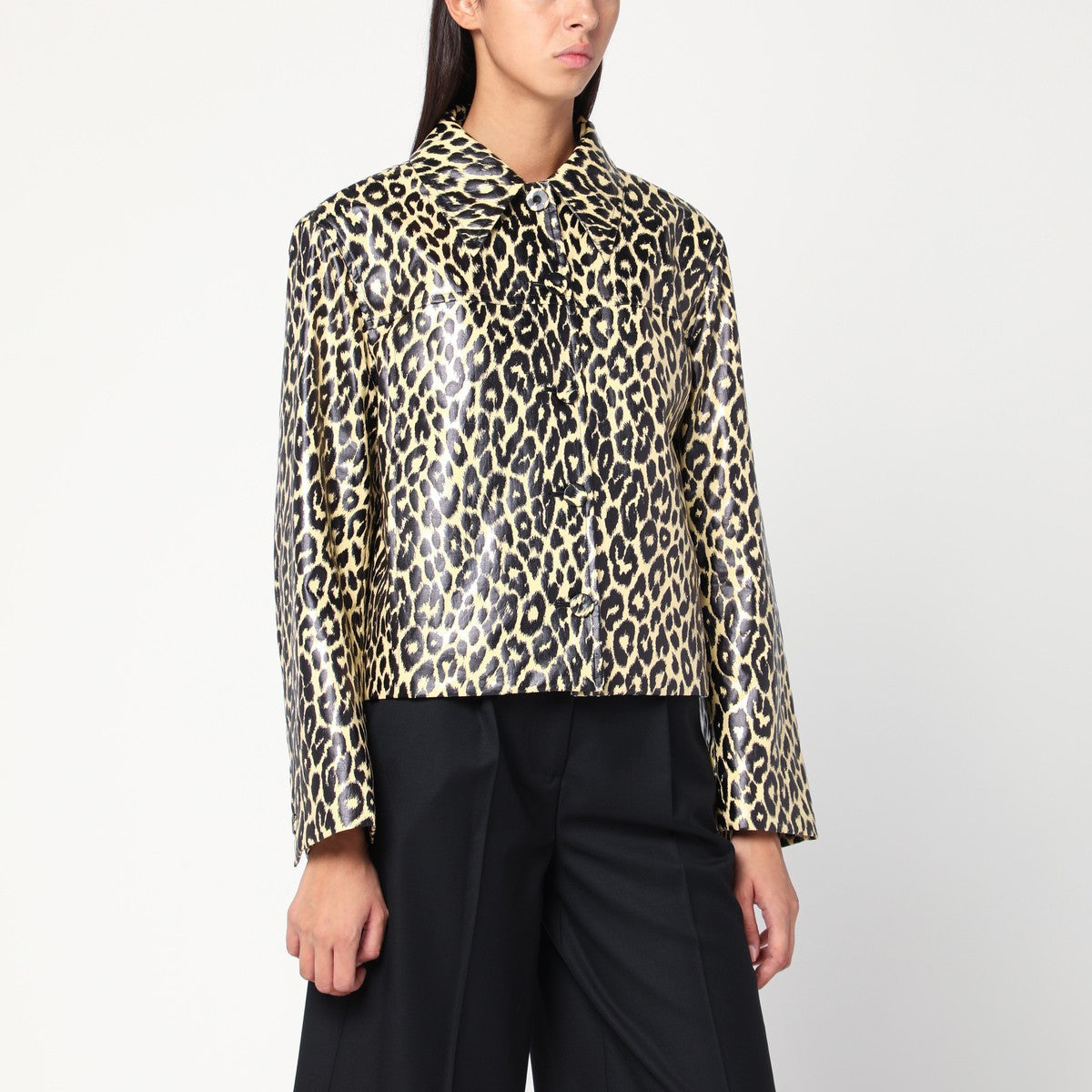 Jil Sander Jil Sander Leopard print jacket in coated fabric