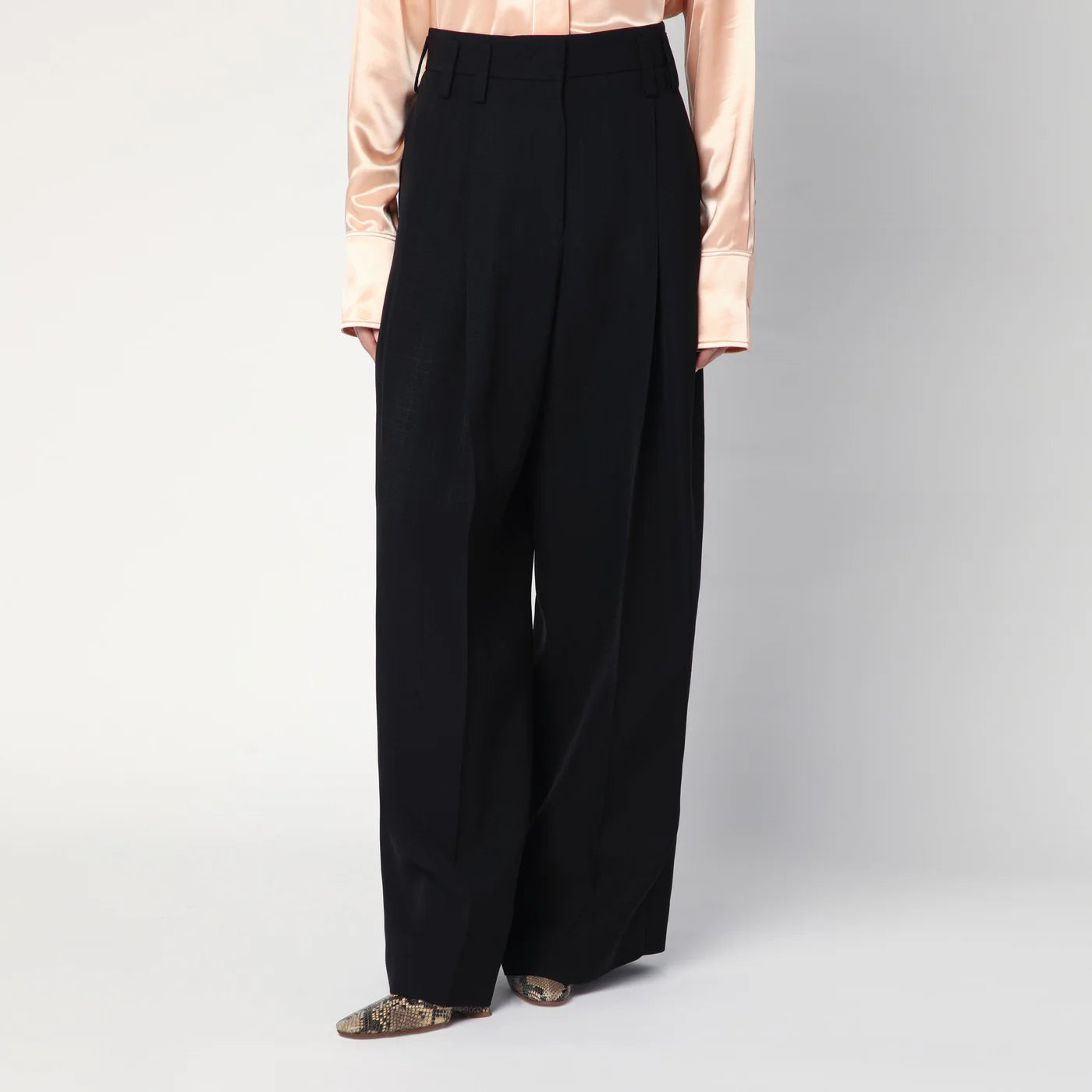 Jil Sander Wide black pants in silk blend
