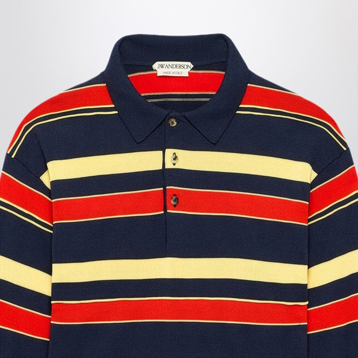 JW Anderson Navy striped cotton-blend polo shirt