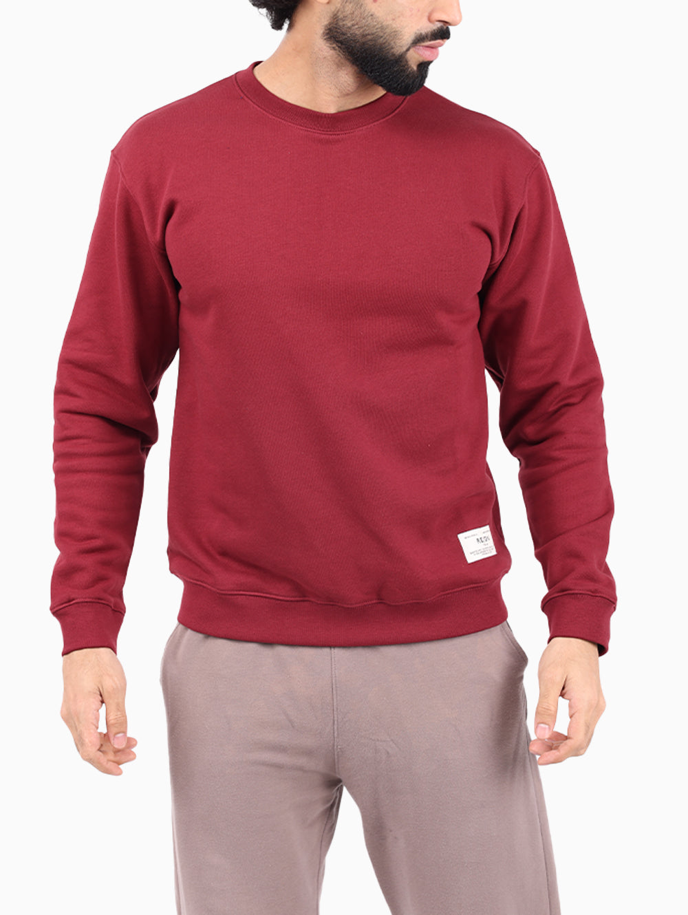 Front view of Reign Italia burgundy sweatshirt