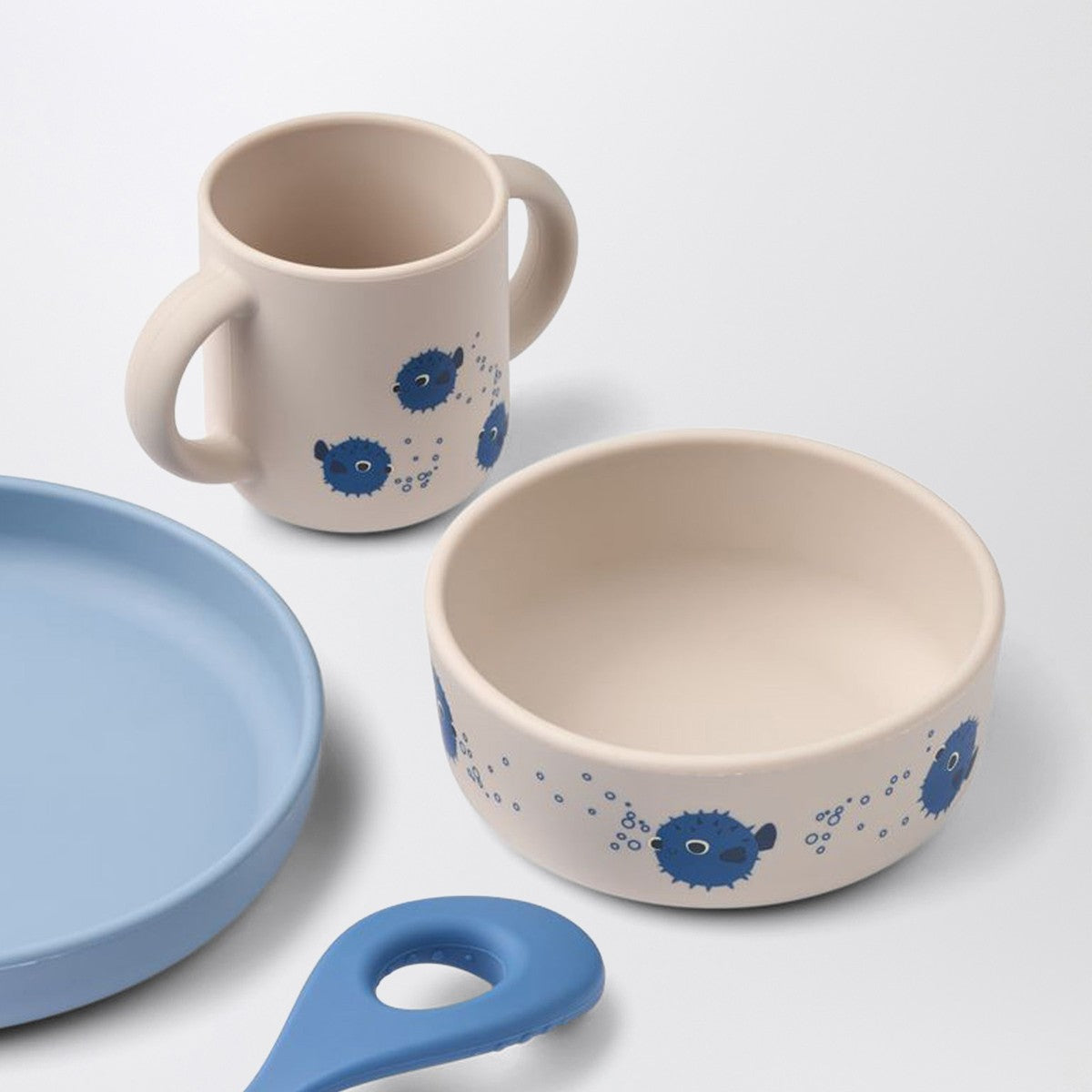Liewood Liewood Vivi tableware set in light blue/sand Pufferfish