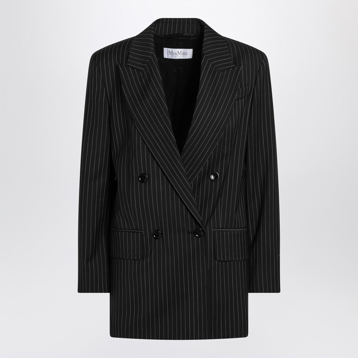 Max Mara Max Mara Black pinstriped double-breasted wool jacket