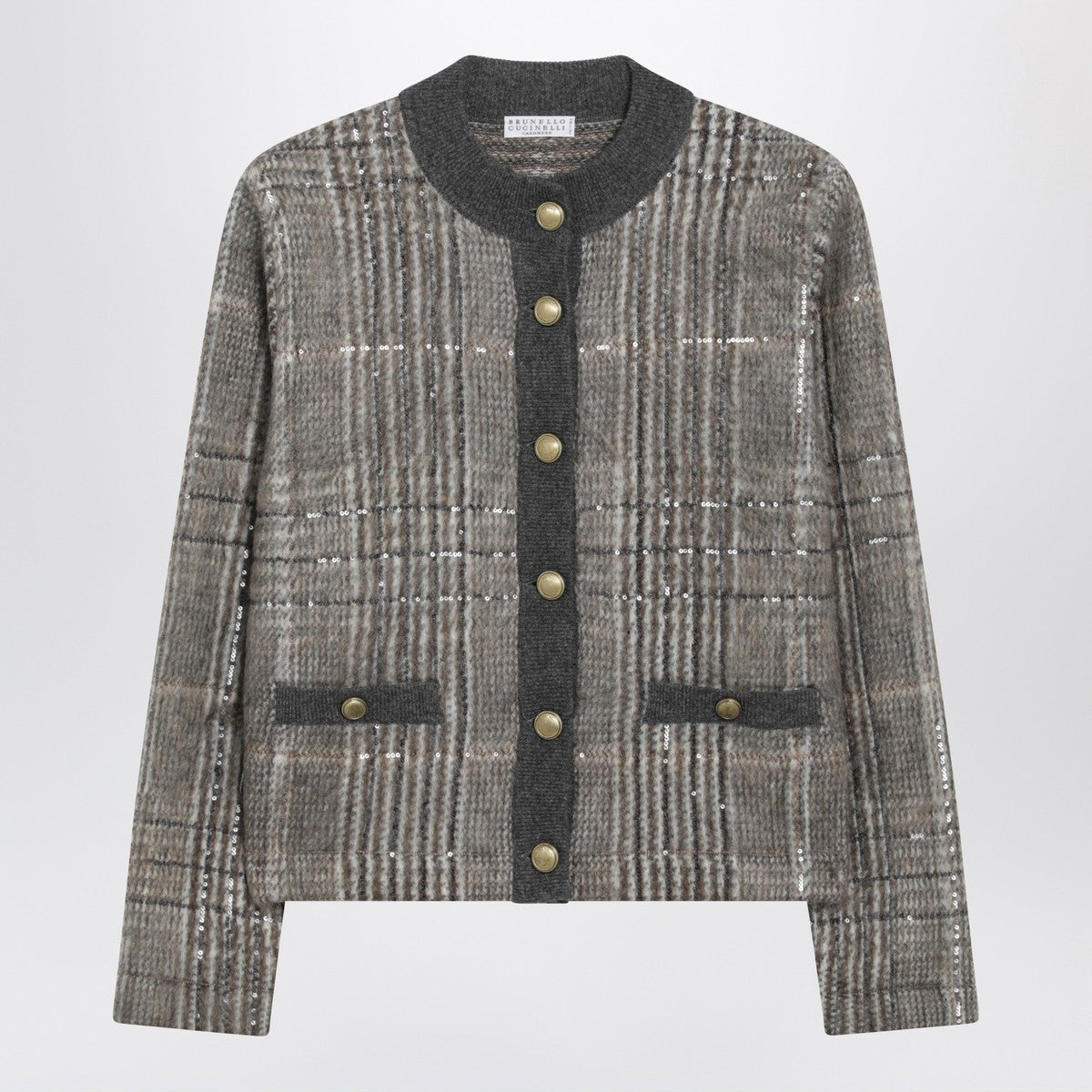 Brunello Cucinelli Brunello Cucinelli Jacquard cardigan with Dazzling Check Embroidery