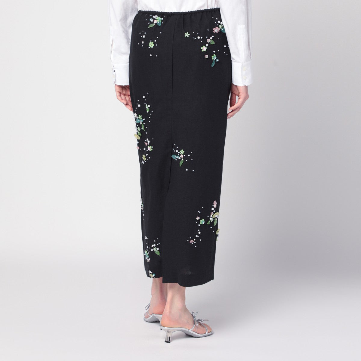 BERNADETTE BERNADETTE Black Miriam Embroidered skirt in linen blend