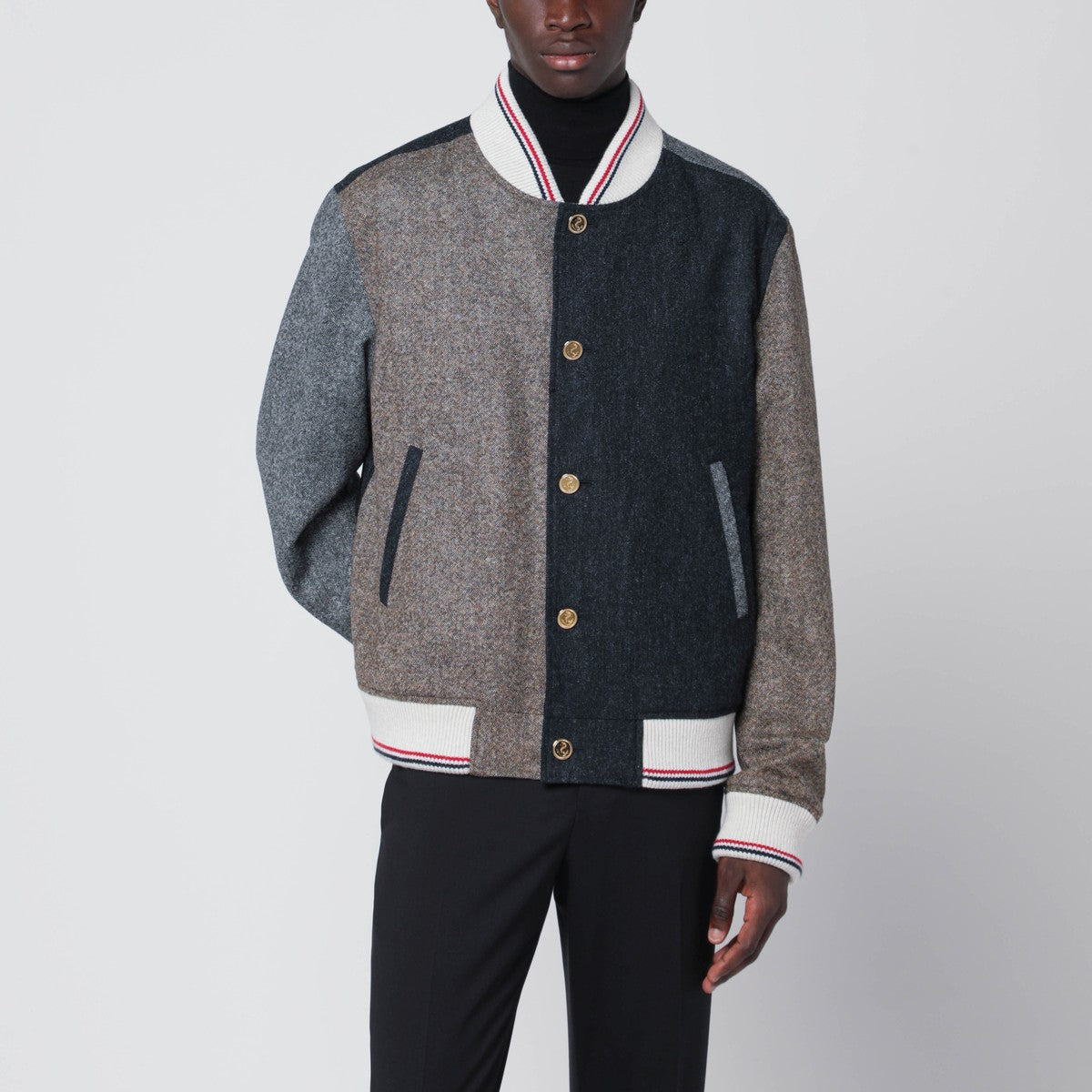 Thom Browne Thom Browne Colour-block wool bomber jacket