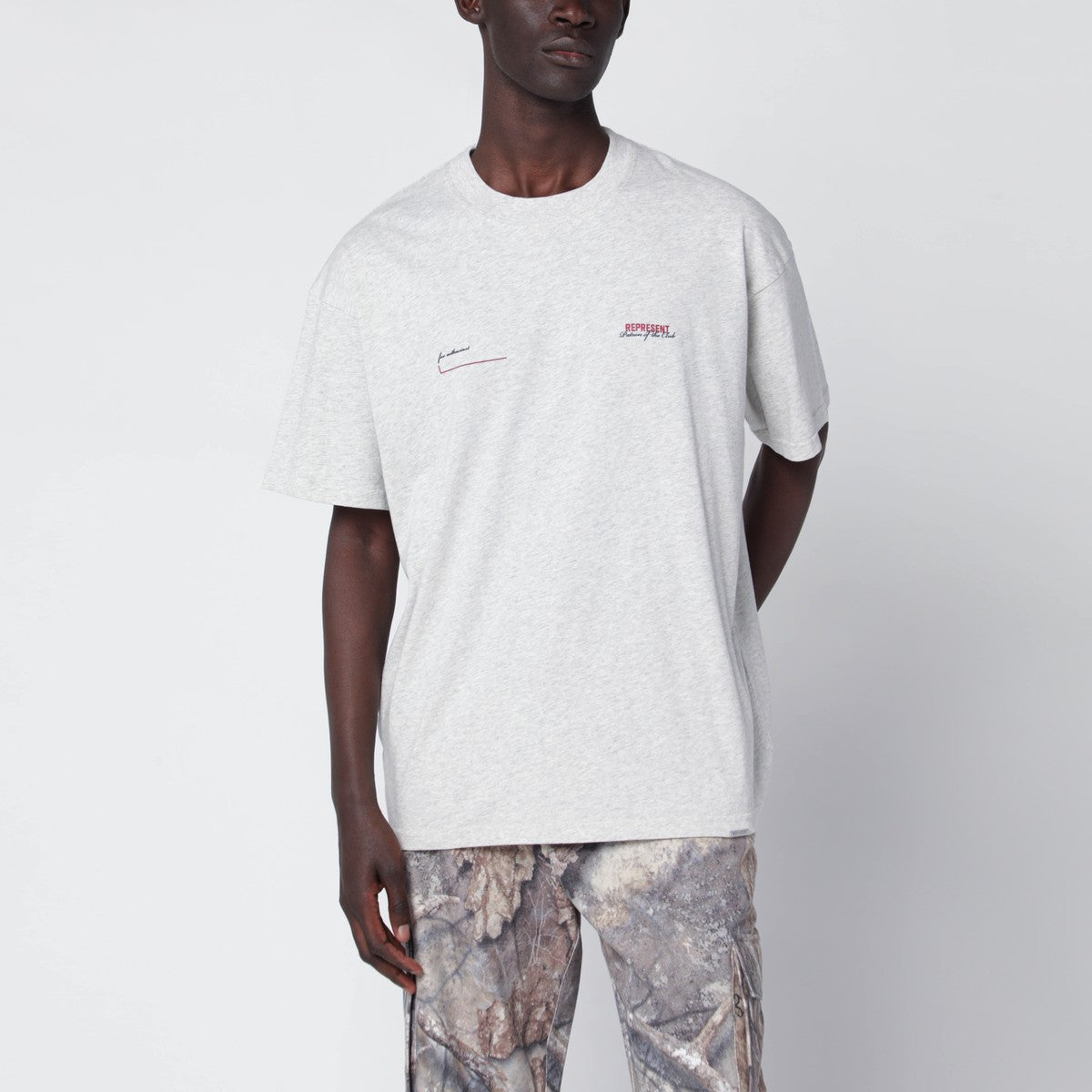 Represent Represent Cream Marl T-shirt with logo