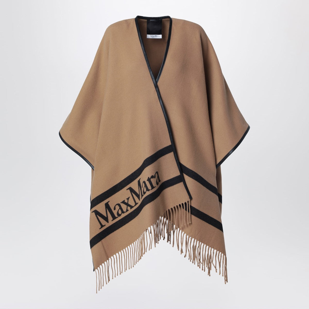 Max Mara Camel jacquard wool poncho