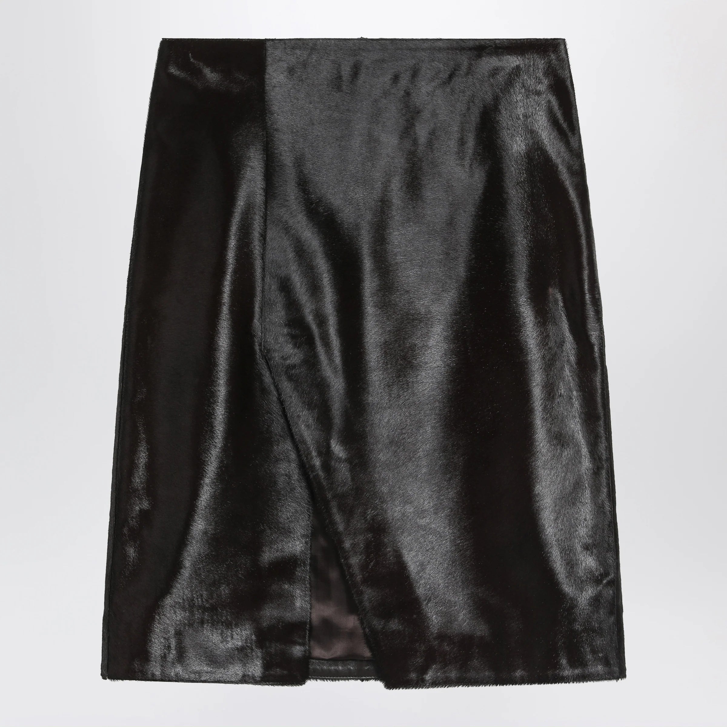 LouLou De Saison Brown Myra skirt in pony-effect leather