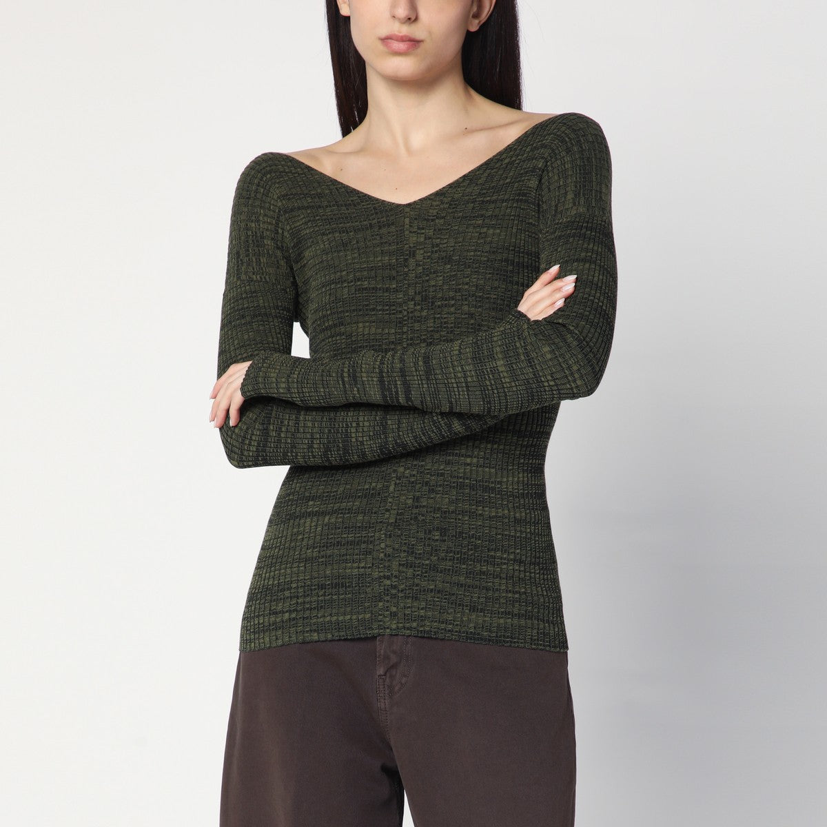 6397 6397 Double-V military green sweater