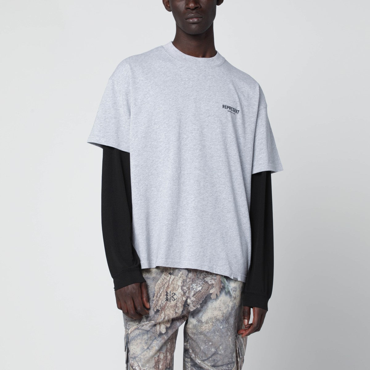 Represent Represent Grey cotton T-shirt with logo