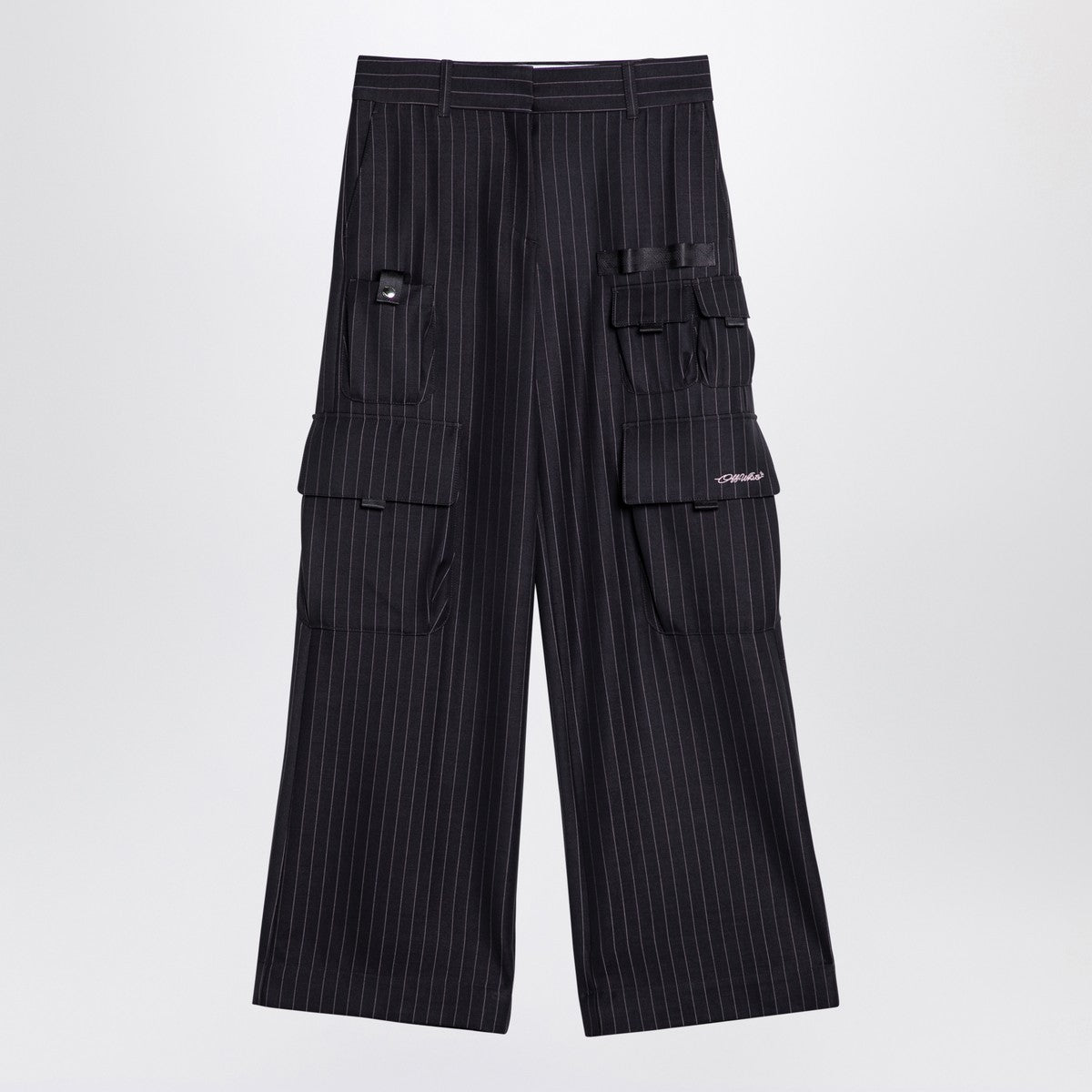 Off White Off White Off-White™ Wide grey pinstripe cargo trousers
