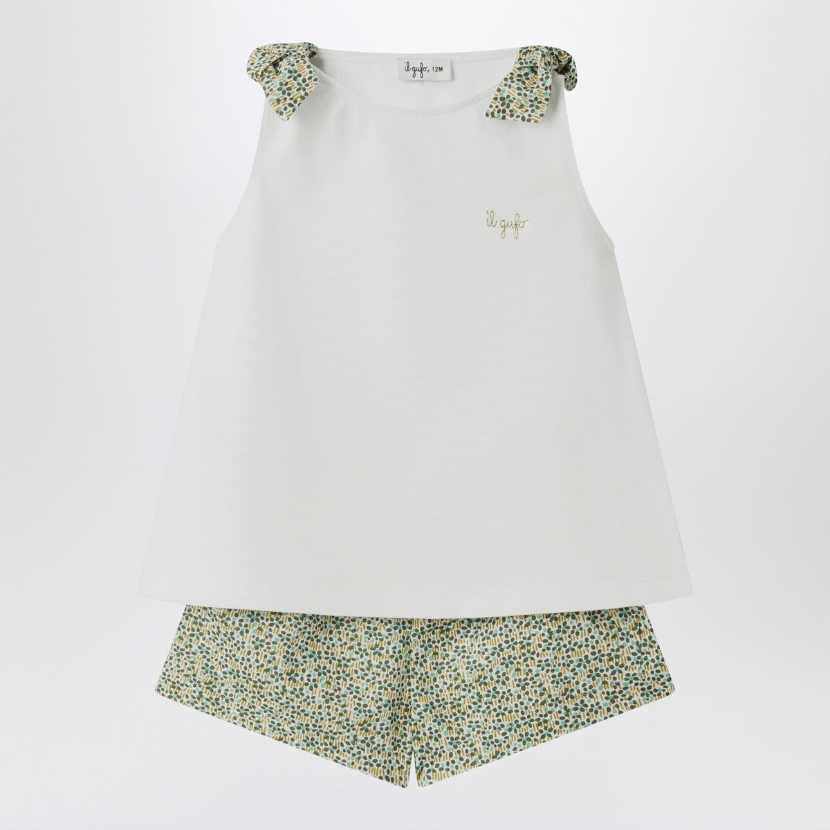 Il Gufo Il Gufo Two-piece white set in Liberty fabric