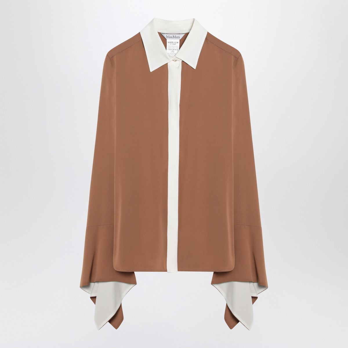 Max Mara Max Mara Camel silk colour-block shirt