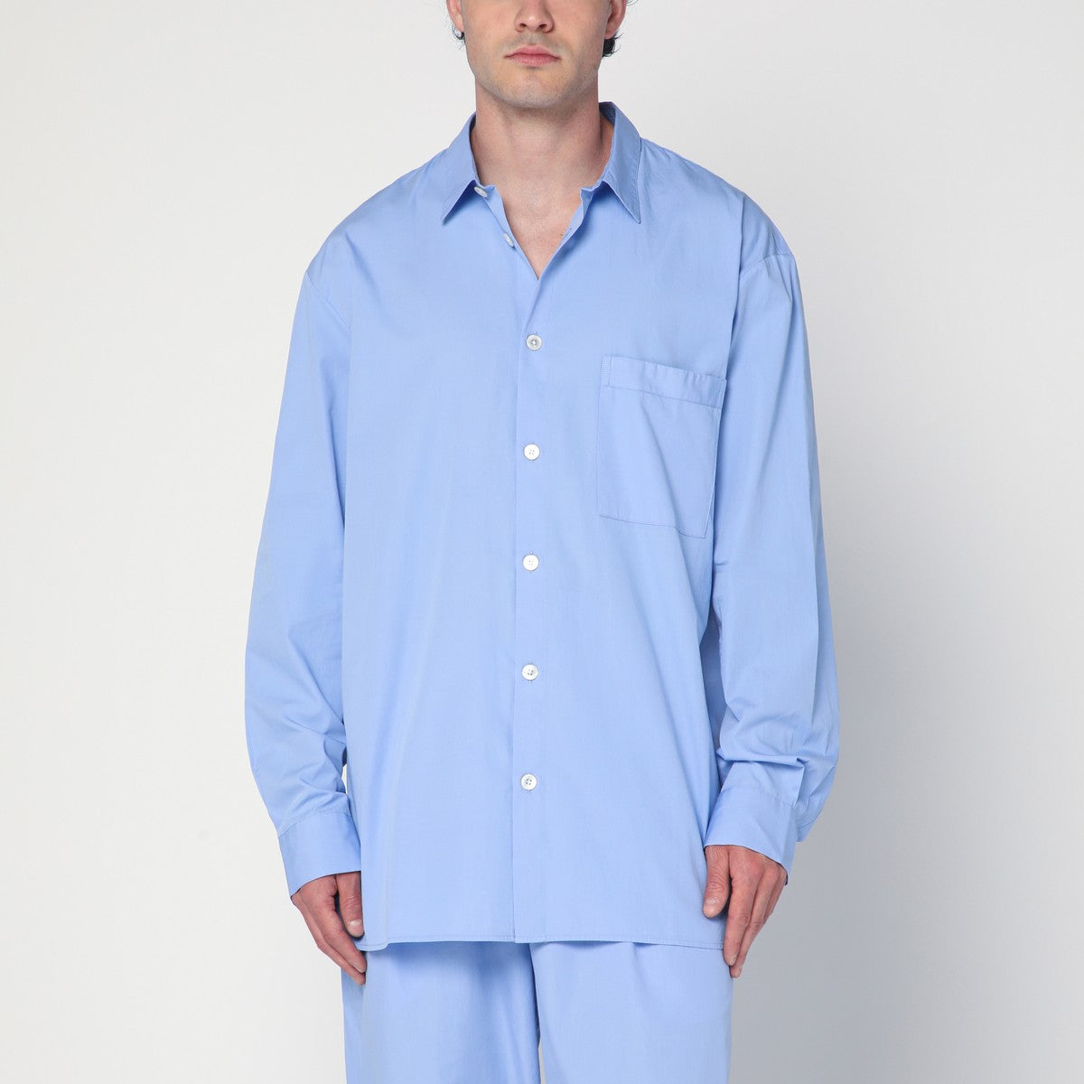 Tekla Tekla Cornflower blue pyjama shirt