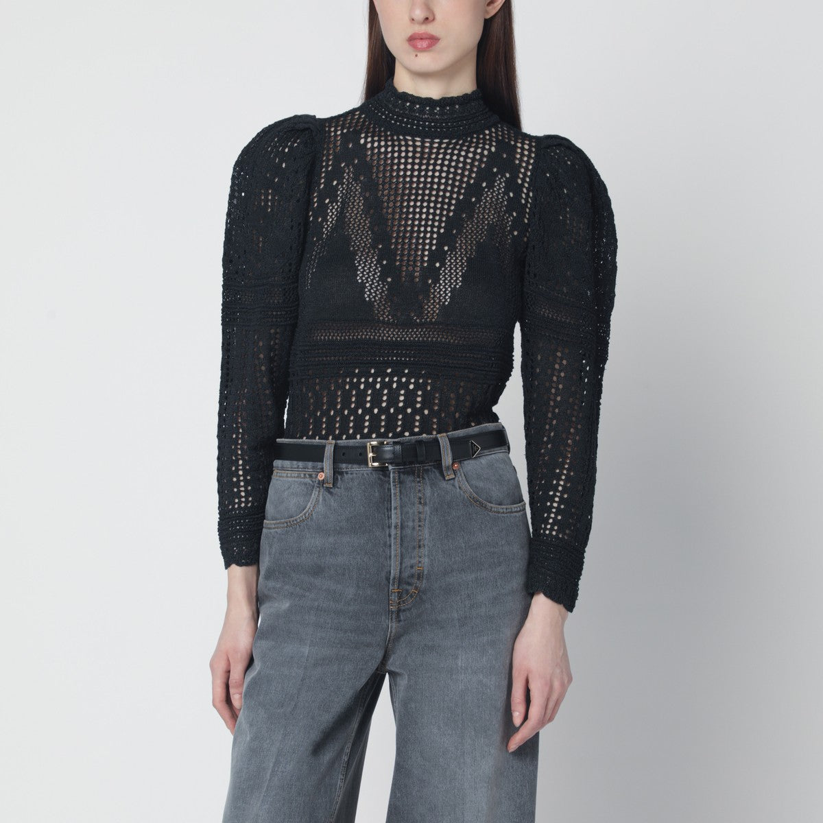 Isabel Marant ISABEL MARANT Dahara black openwork knit top
