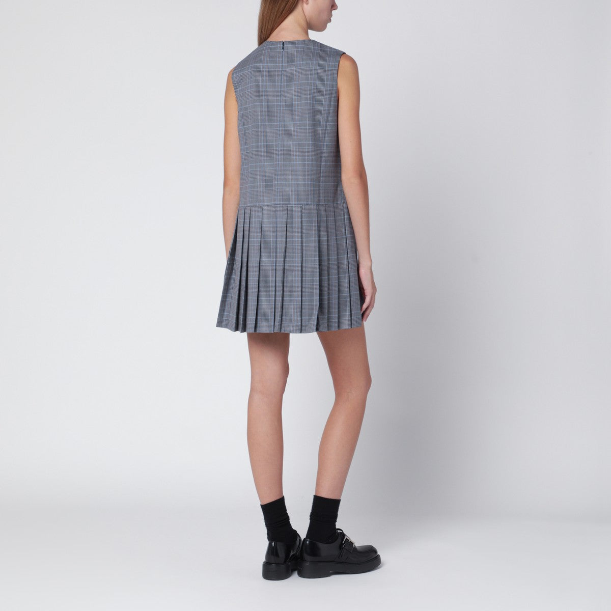 Maison Kitsuné Maison Kitsuné Pleated dress in blue wool blend
