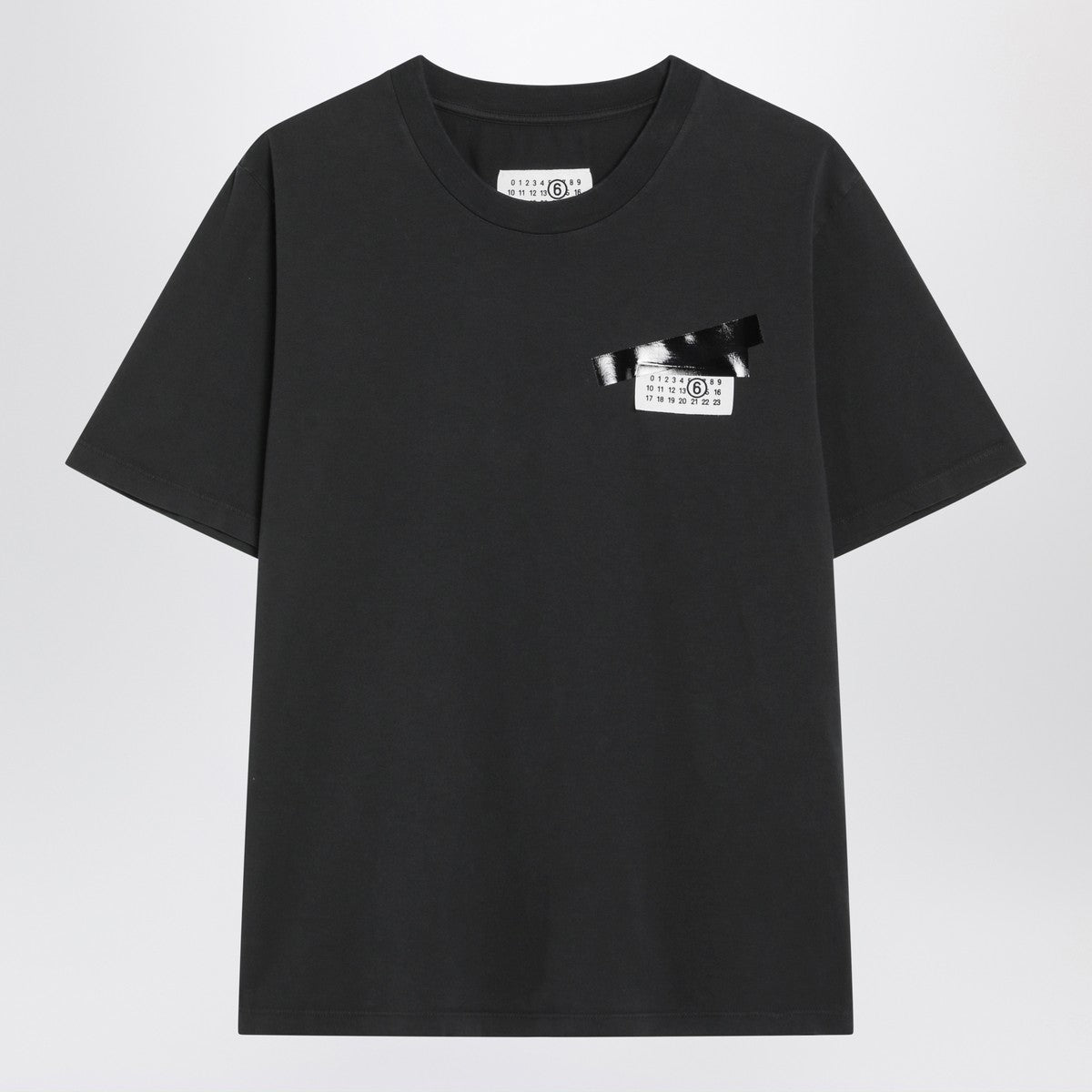 MM6 Maison Margiela MM6 Maison Margiela Black T-shirt with Numeric patch and tape detail
