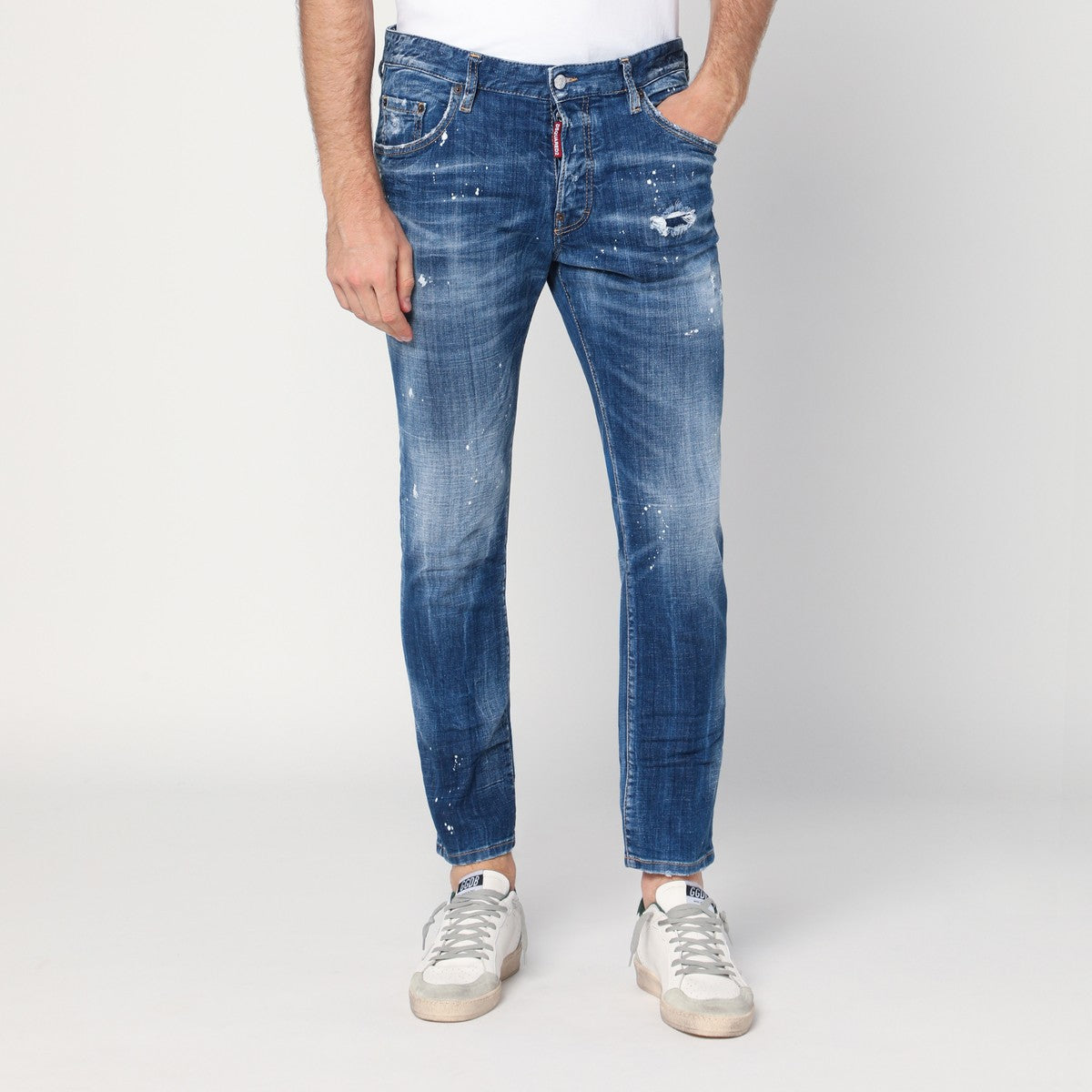 Magliano X D2 Magliano X D2 Faded blue jeans with rips and splashes