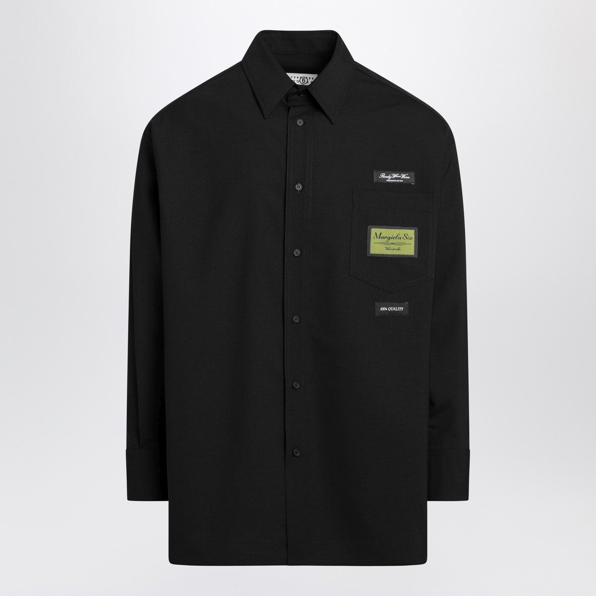 MM6 Maison Margiela MM6 Maison Margiela Black wool-blend shirt with label details