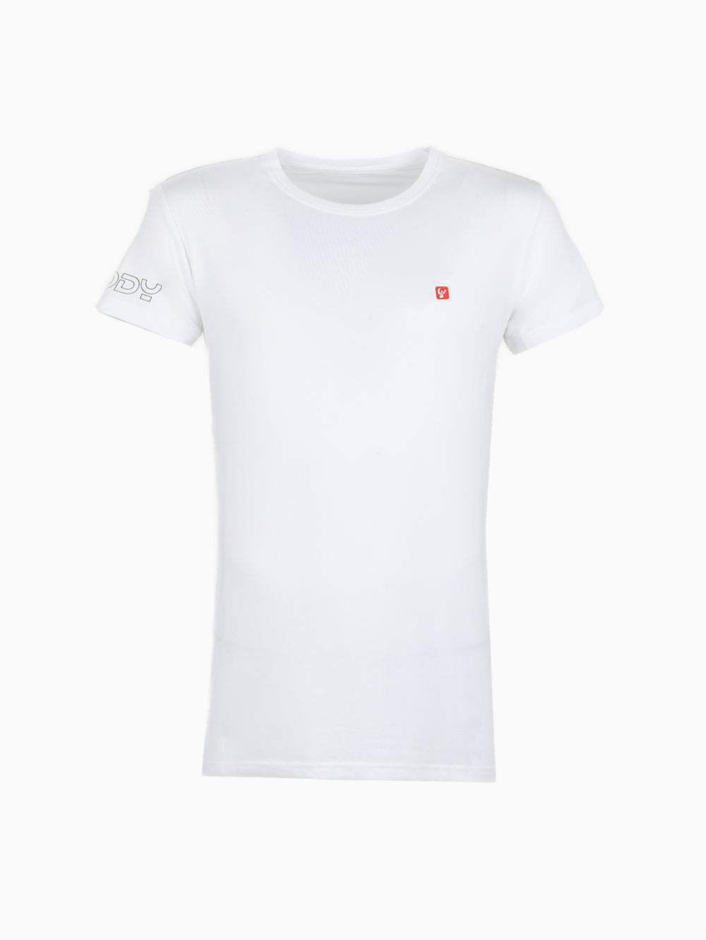 Freddy White Round Neck T-Shirt front view – slim fit men’s cotton tee