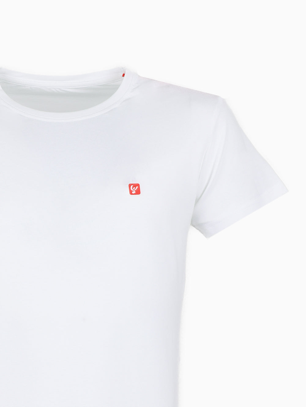 Close-up of FREDDY Men’s White Logo T-Shirt