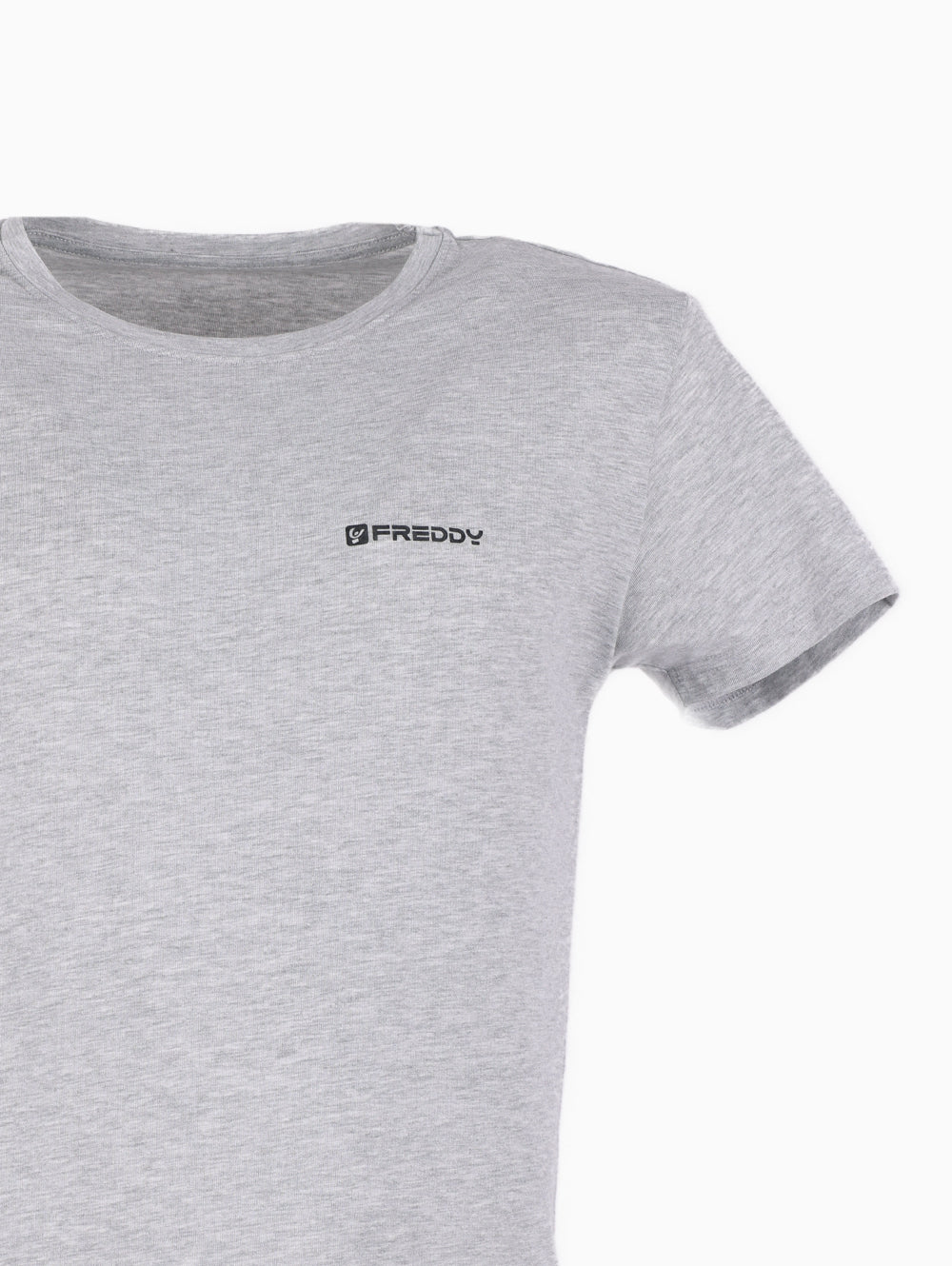 Logo Close-Up – Freddy Round Neck T-Shirt in Grey