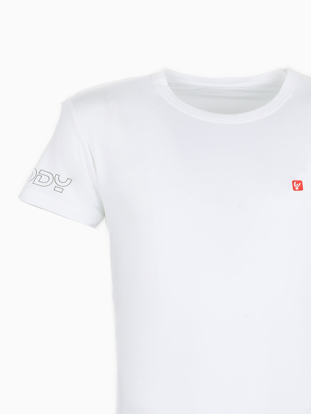 Freddy White Round Neck T-Shirt close up – logo and neckline detail