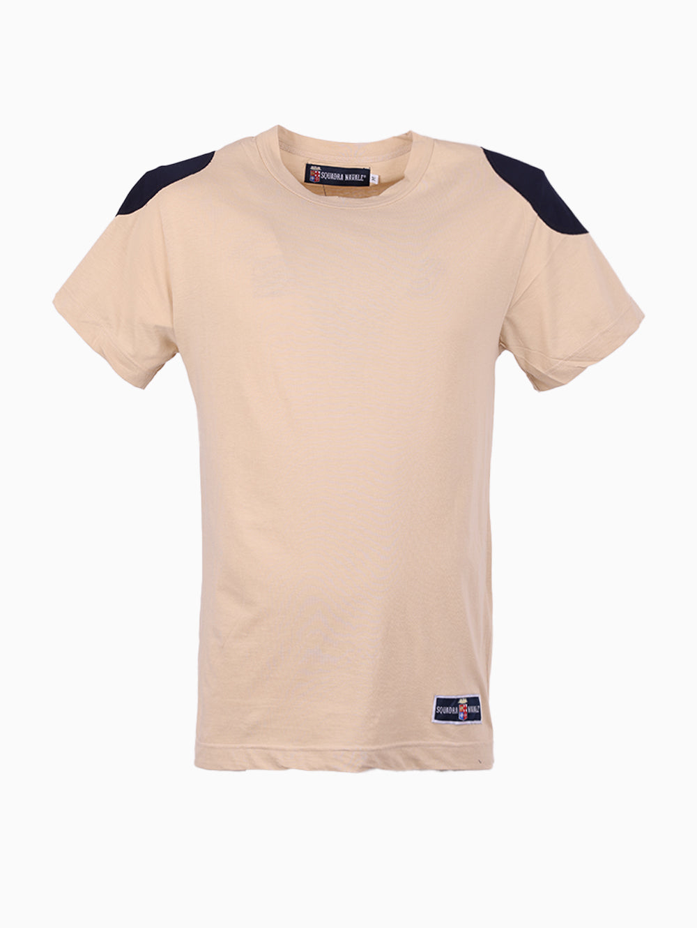 Squadra Navale men’s beige and black panel t-shirt front view